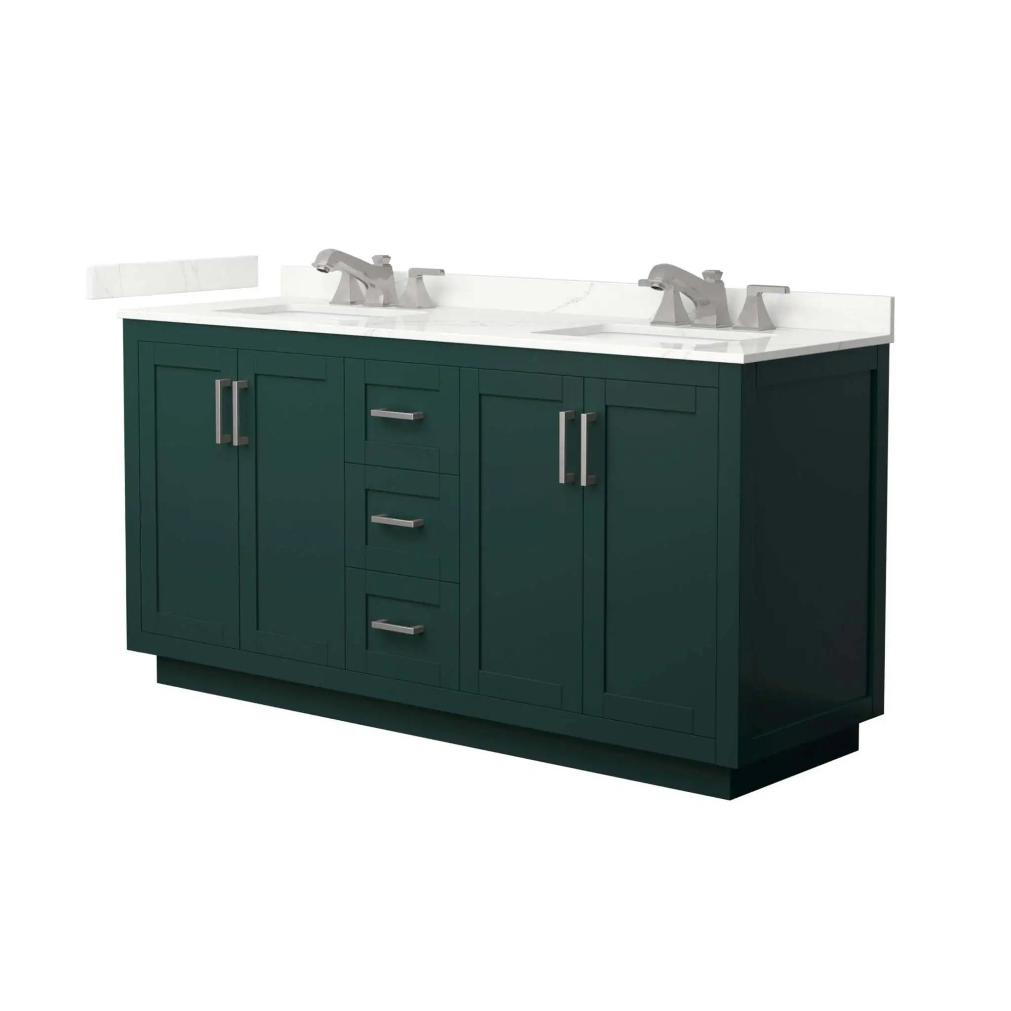 66" Miranda Double Bathroom Vanity in Green with Brushed Nickel Trim by Wyndham