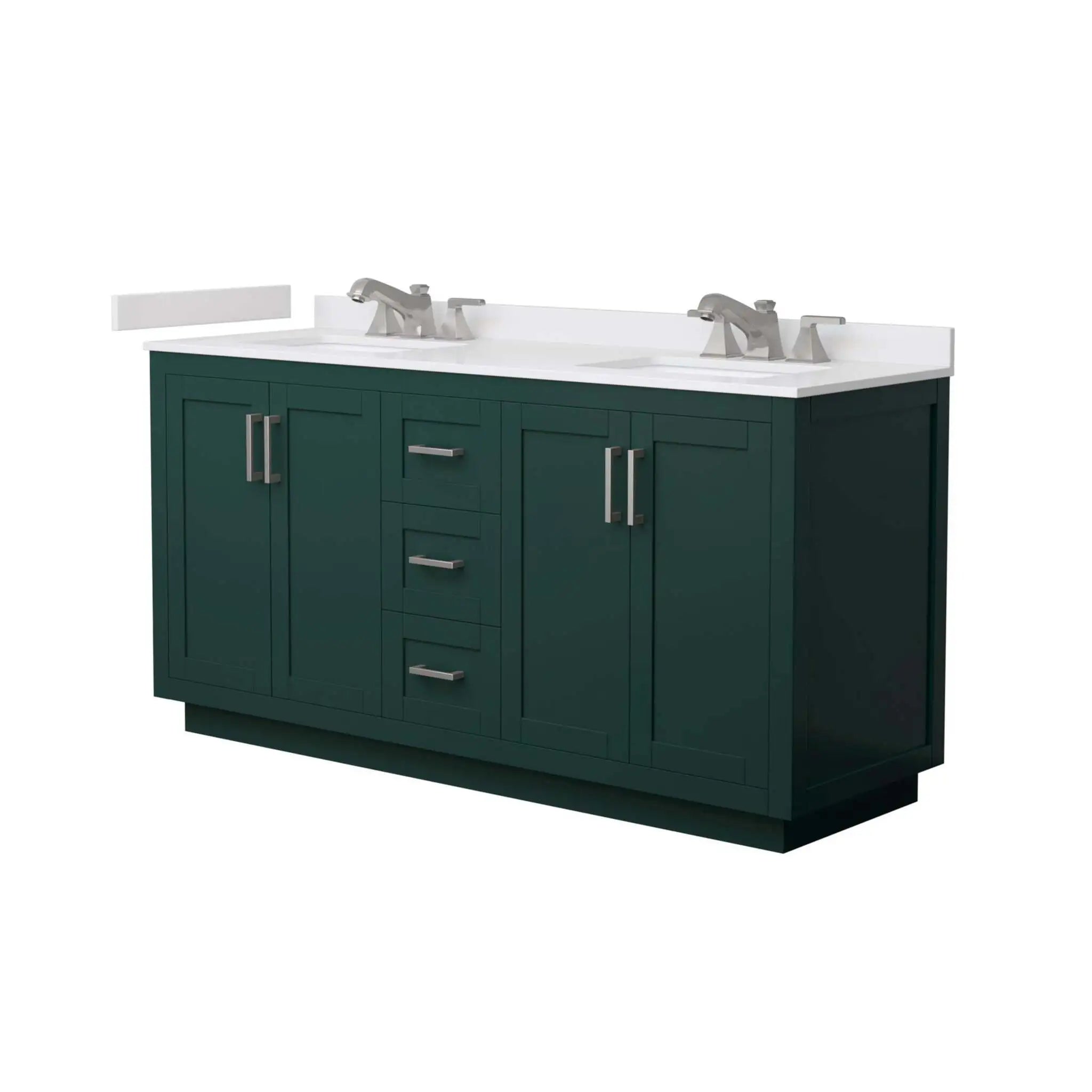 66" Miranda Double Bathroom Vanity in Green with Brushed Nickel Trim by Wyndham