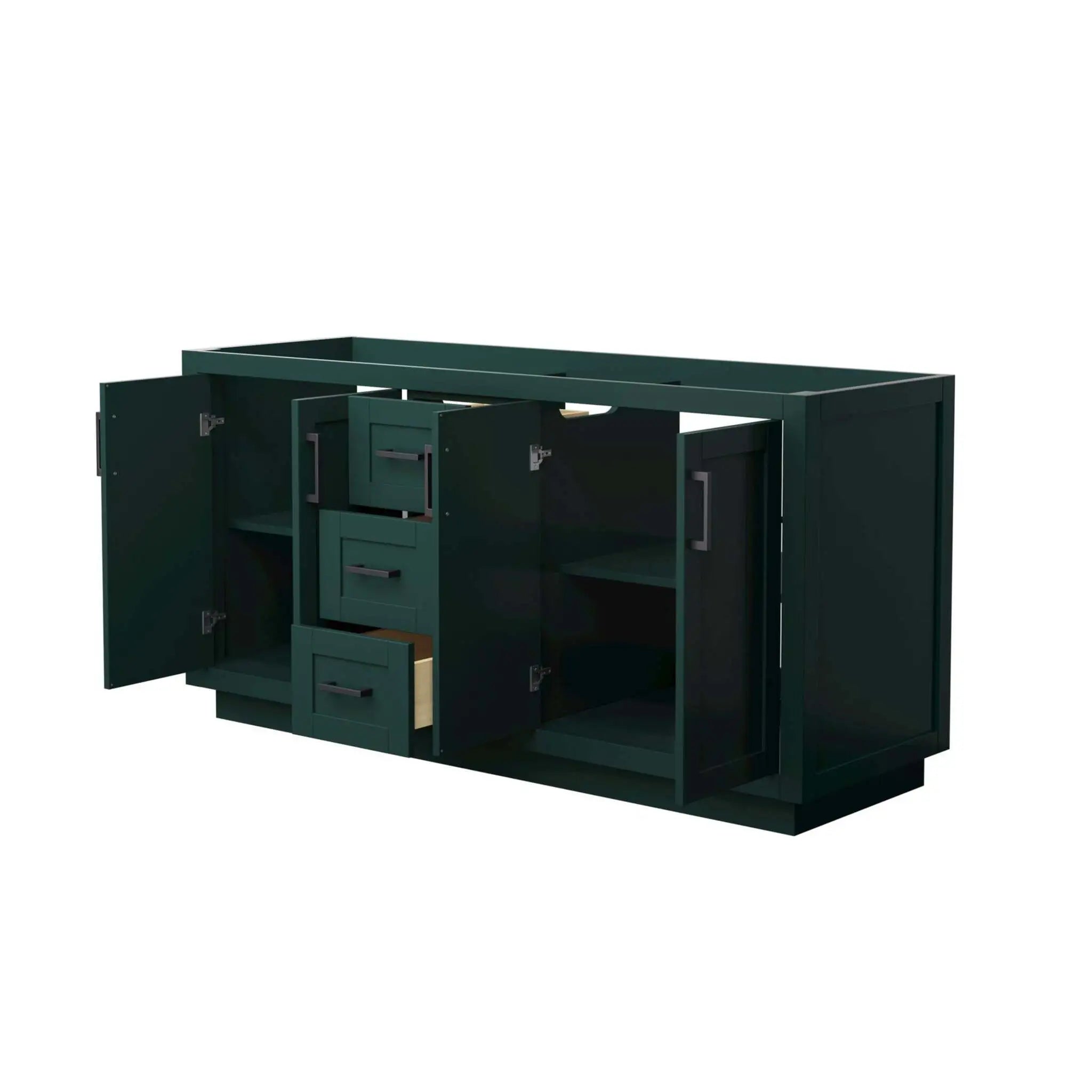 66" Miranda Double Bathroom Vanity in Green with Matte Black Trim by Wyndham