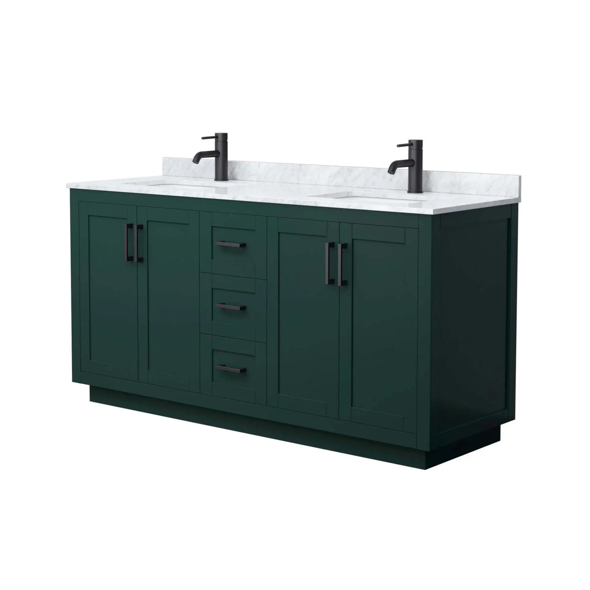 66" Miranda Double Bathroom Vanity in Green with Matte Black Trim by Wyndham