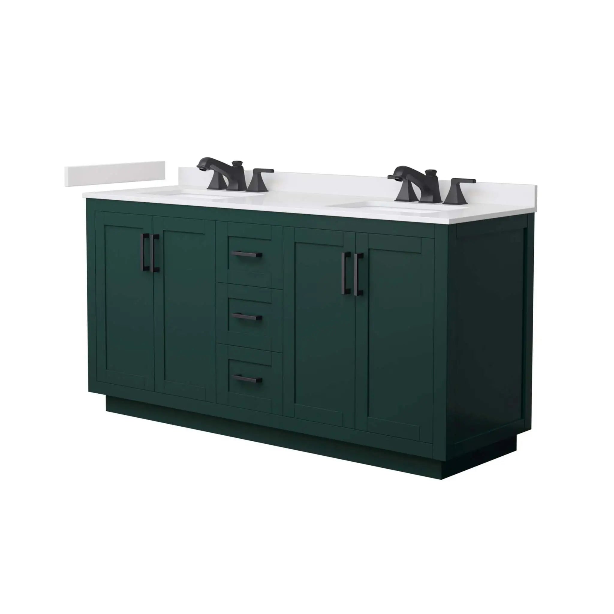 66" Miranda Double Bathroom Vanity in Green with Matte Black Trim by Wyndham