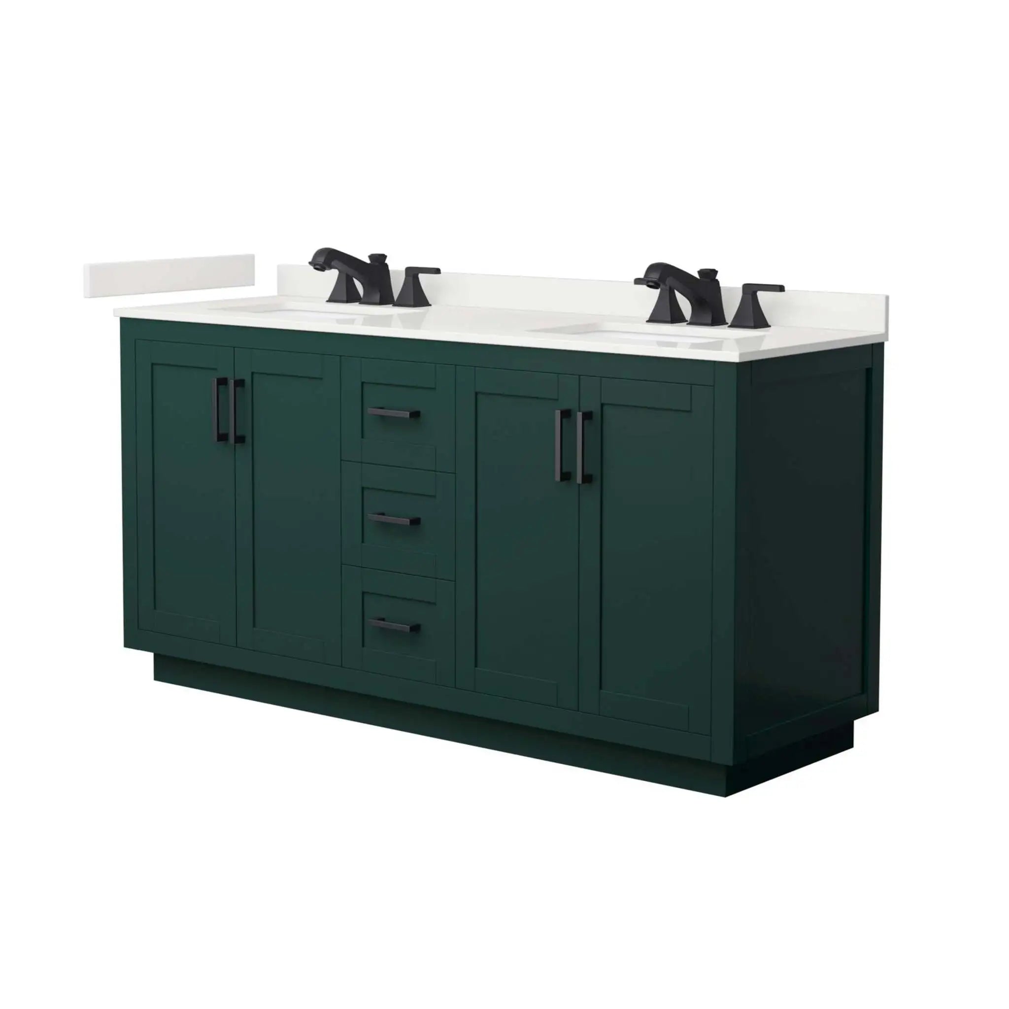 66" Miranda Double Bathroom Vanity in Green with Matte Black Trim by Wyndham