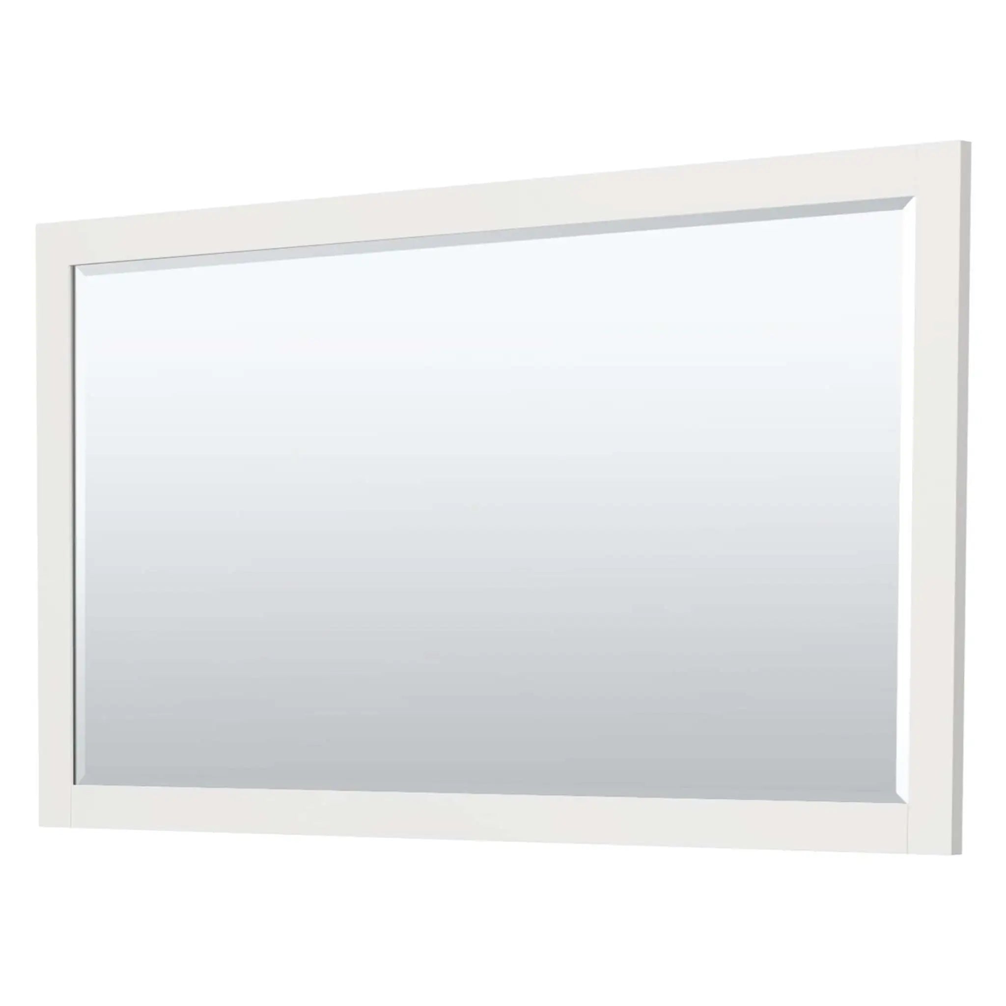 66" Miranda Double Bathroom Vanity in White with Brushed Nickel Trim & 58" Mirror by Wyndham
