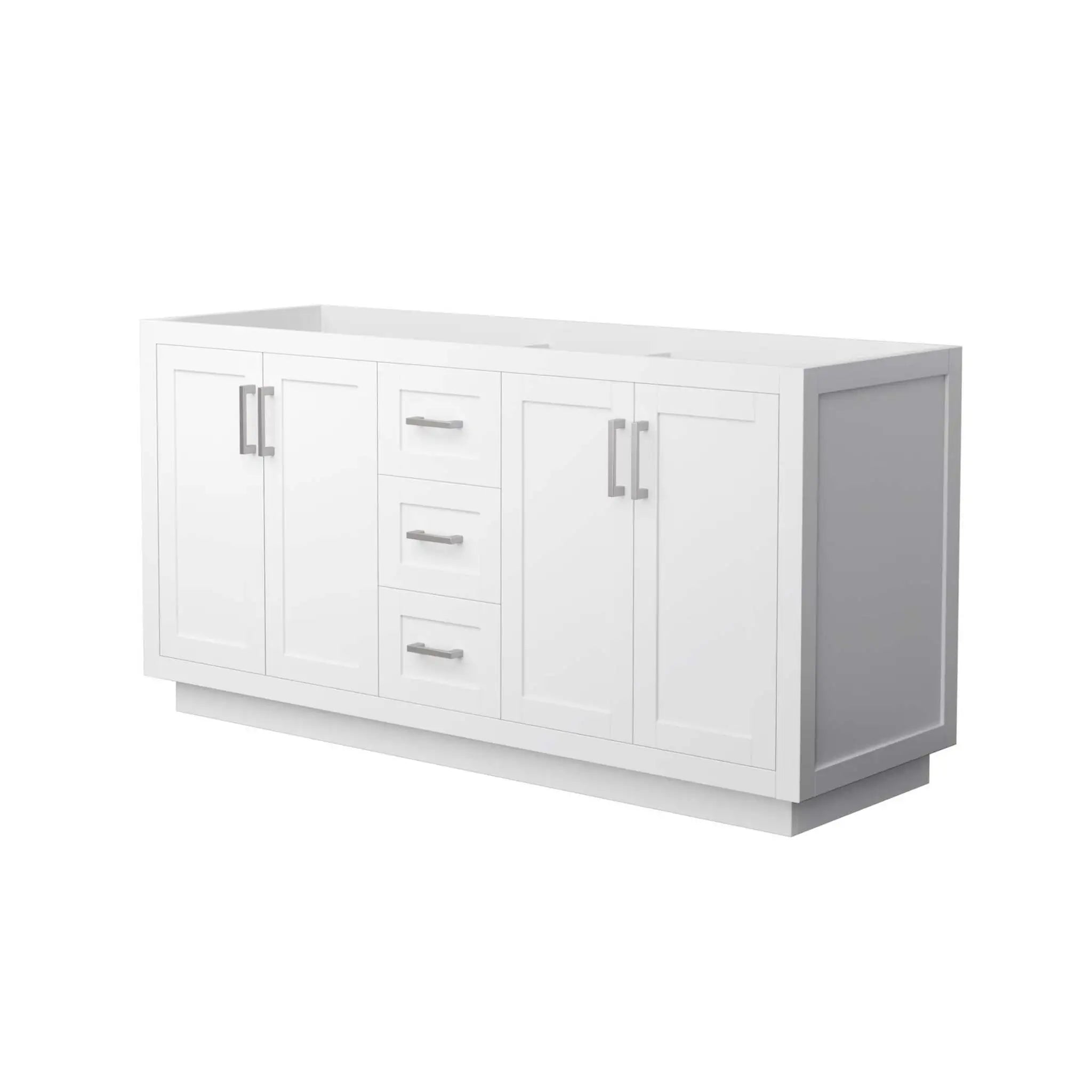 66" Miranda Double Bathroom Vanity in White with Brushed Nickel Trim by Wyndham