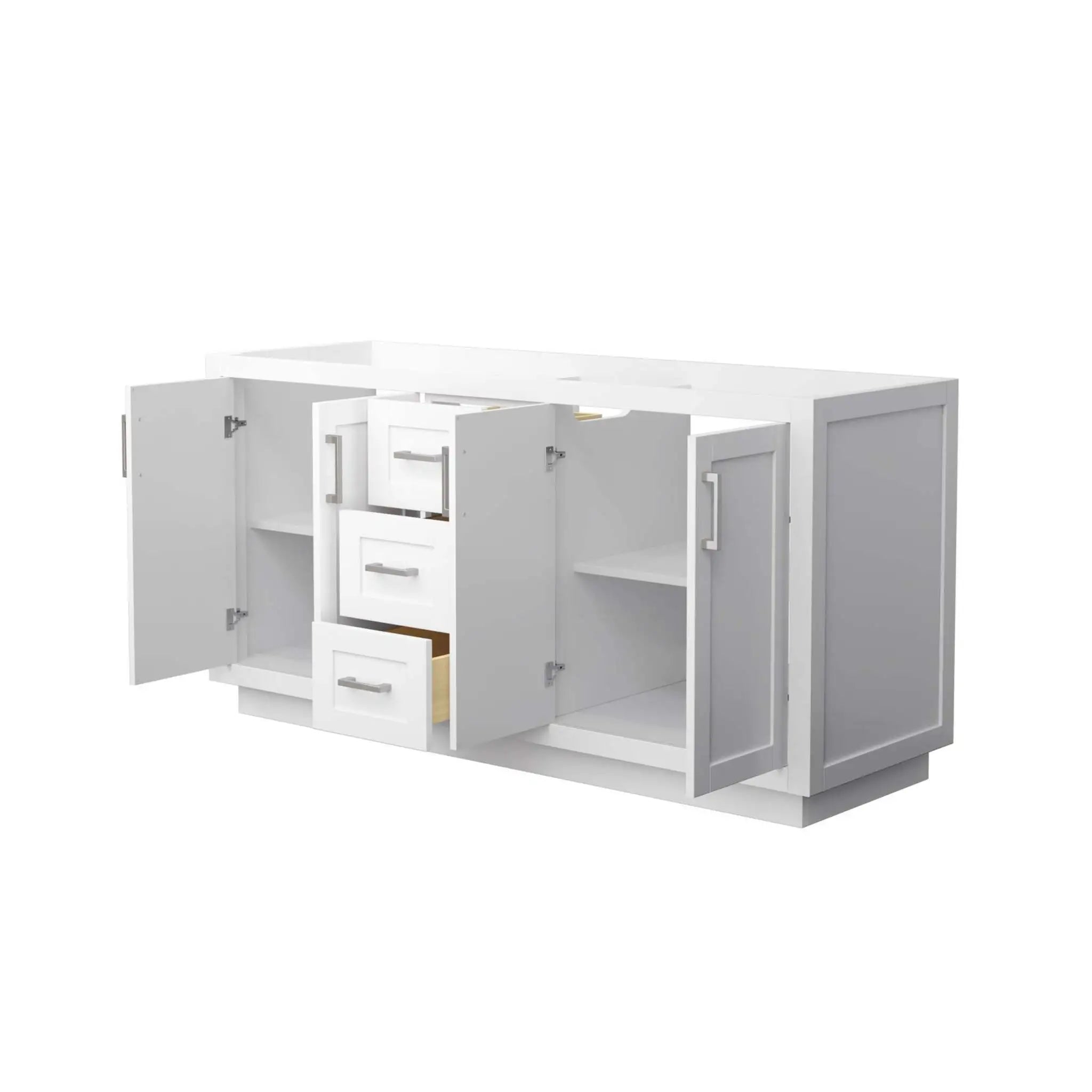 66" Miranda Double Bathroom Vanity in White with Brushed Nickel Trim by Wyndham