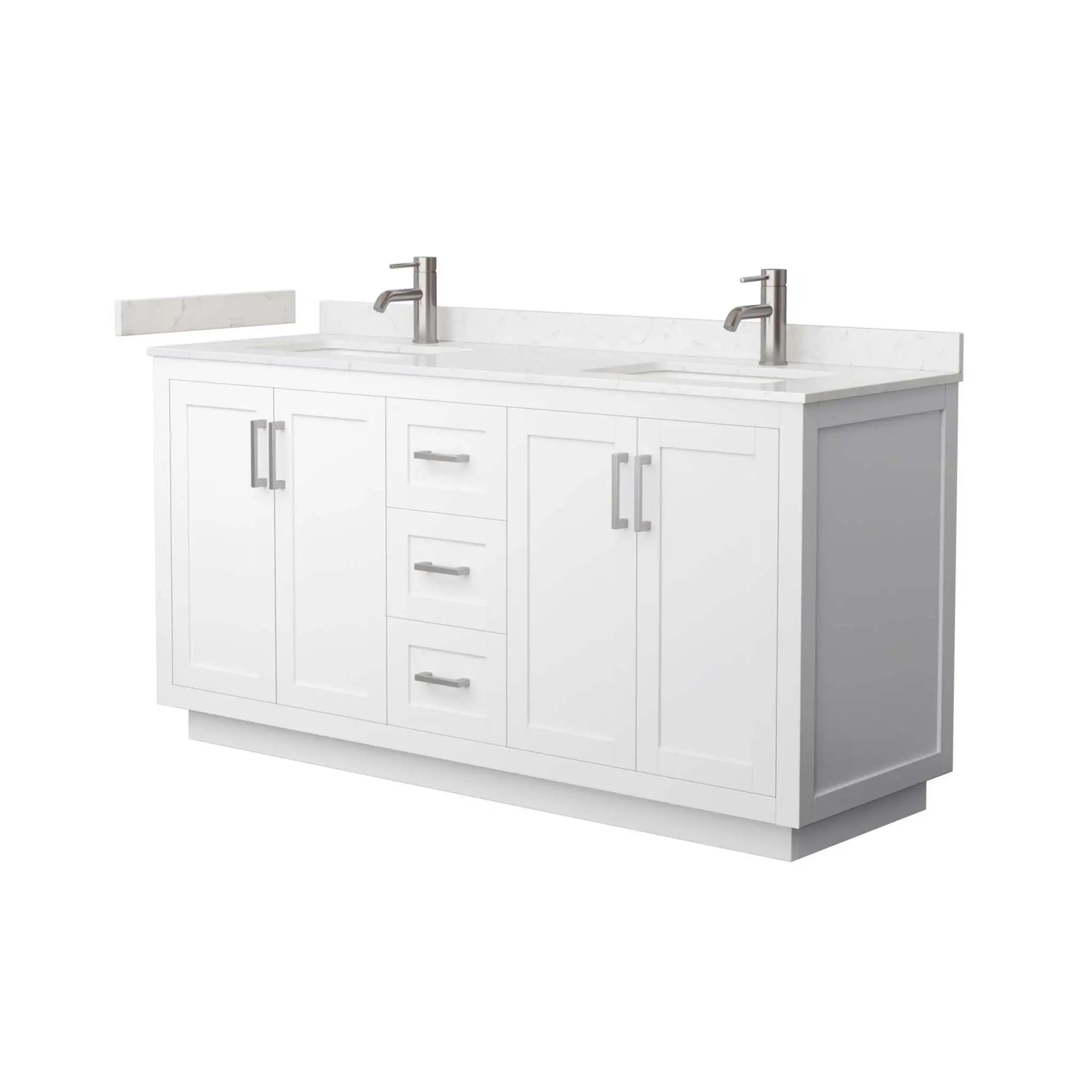 66" Miranda Double Bathroom Vanity in White with Brushed Nickel Trim by Wyndham