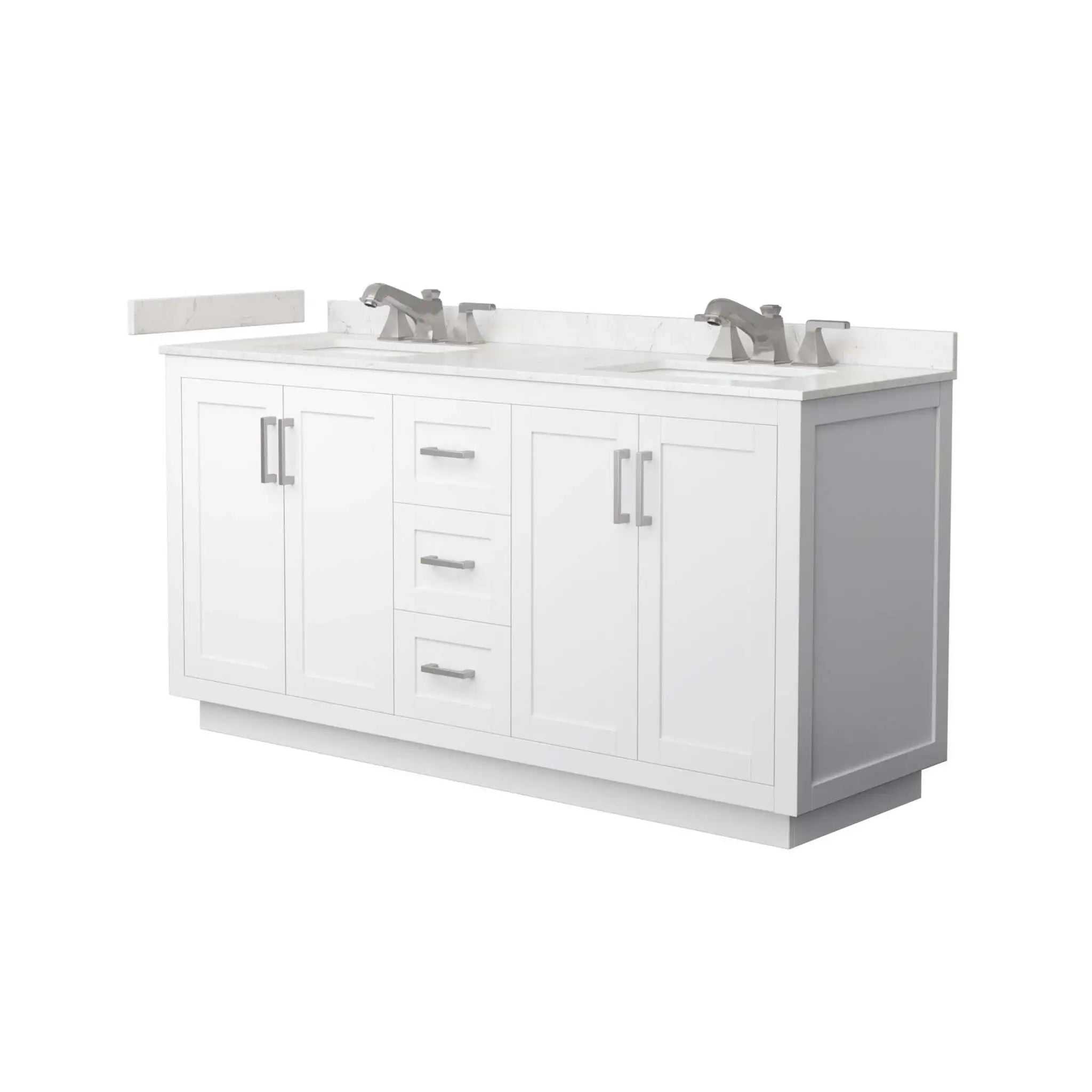 66" Miranda Double Bathroom Vanity in White with Brushed Nickel Trim by Wyndham