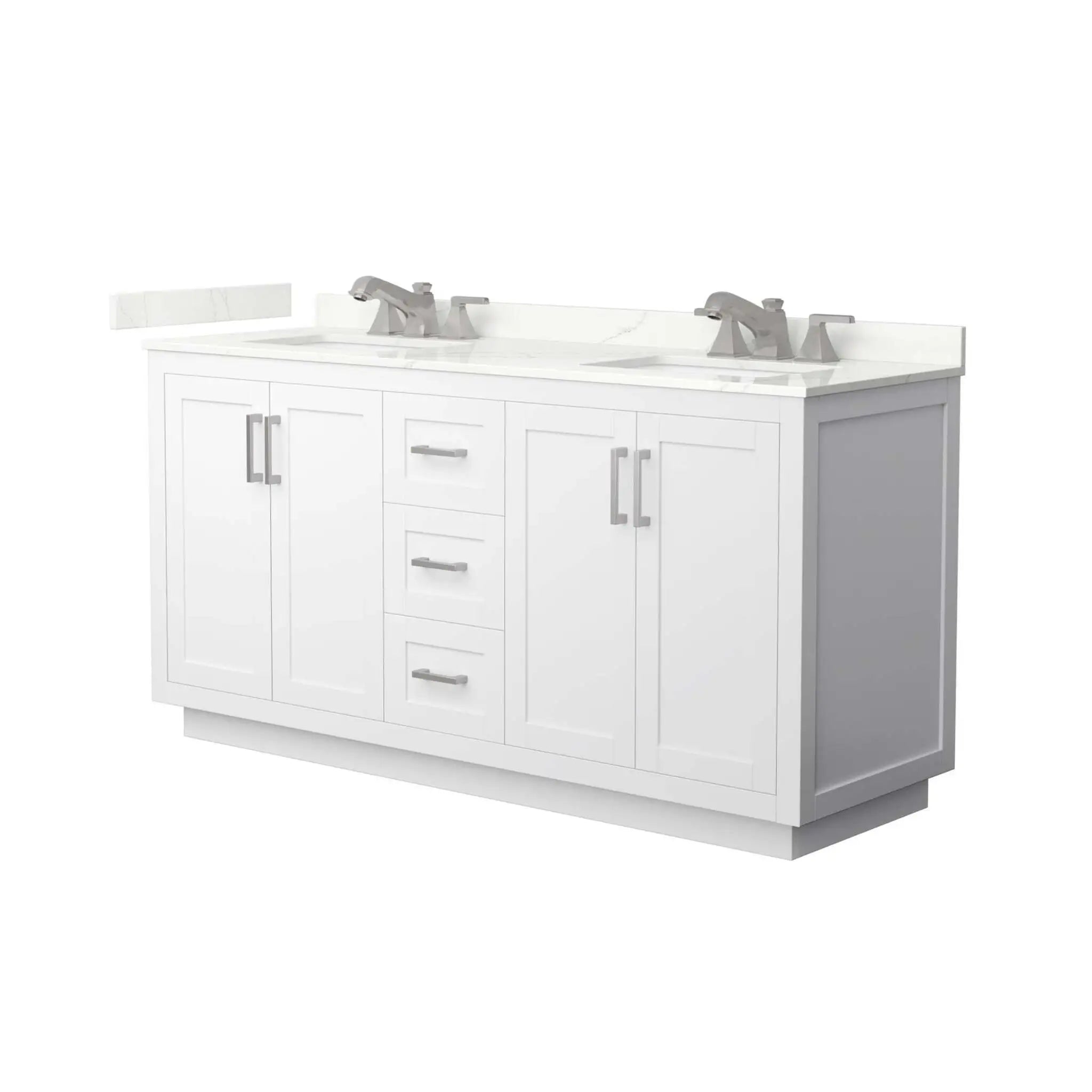 66" Miranda Double Bathroom Vanity in White with Brushed Nickel Trim by Wyndham