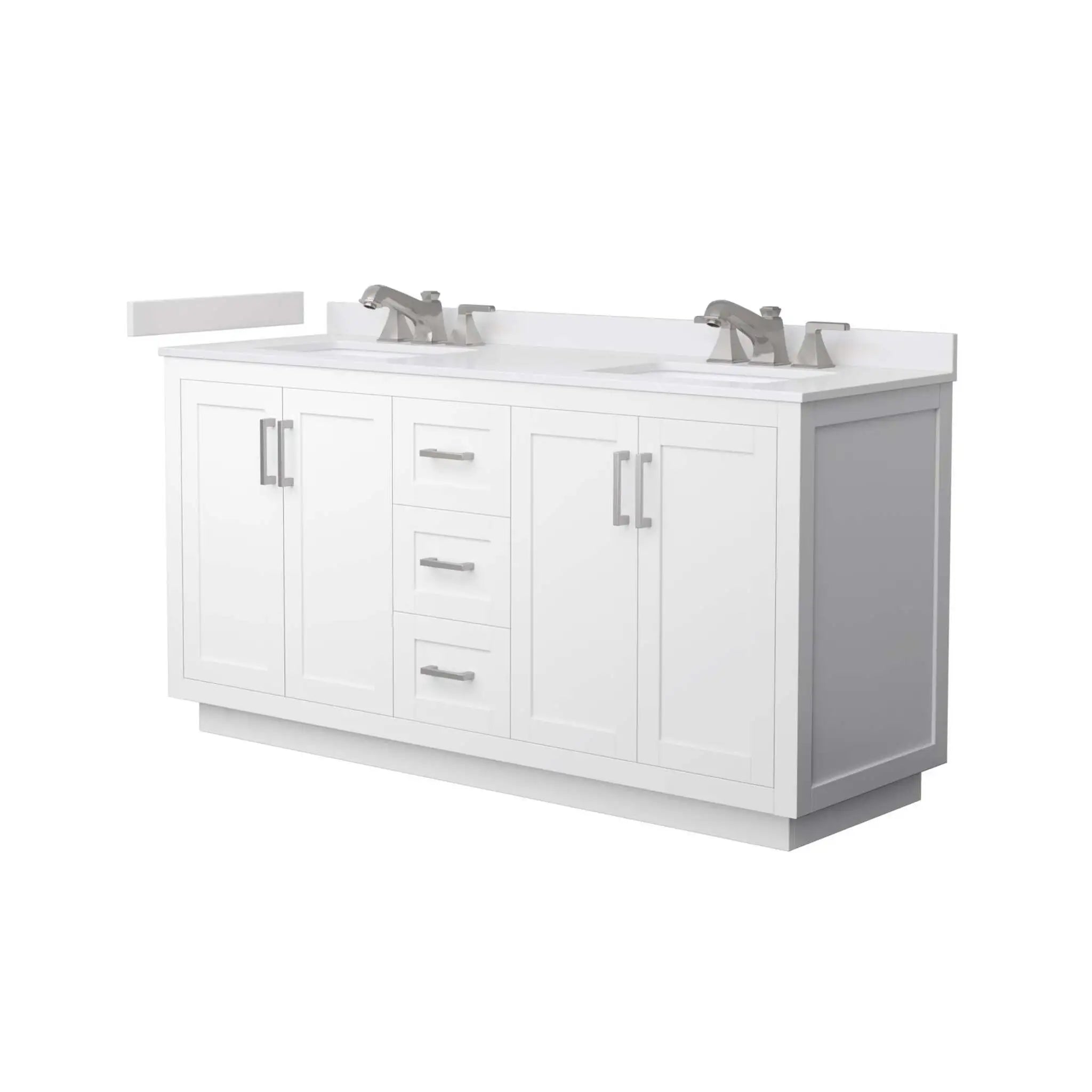 66" Miranda Double Bathroom Vanity in White with Brushed Nickel Trim by Wyndham