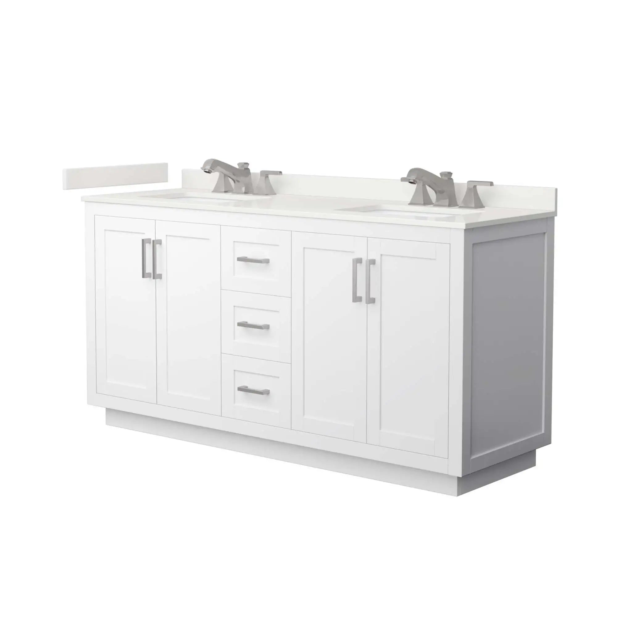 66" Miranda Double Bathroom Vanity in White with Brushed Nickel Trim by Wyndham