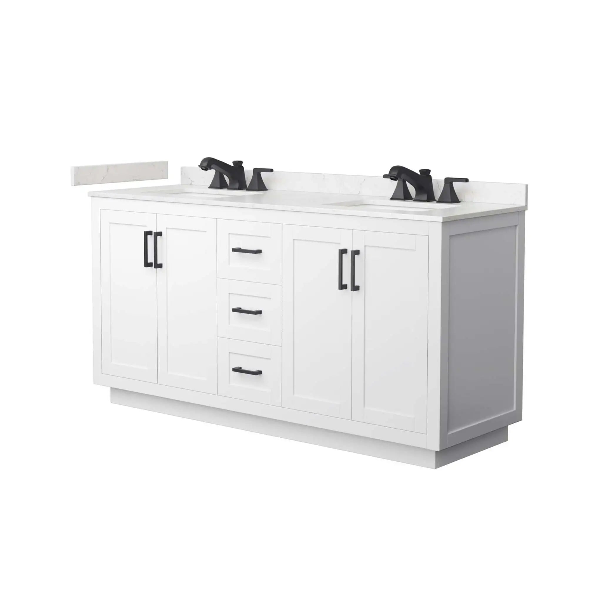 66" Miranda Double Bathroom Vanity in White with Matte Black Trim by Wyndham