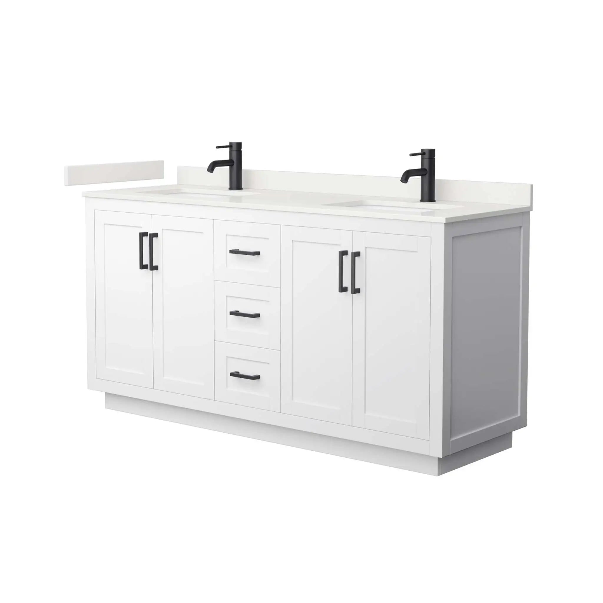 66" Miranda Double Bathroom Vanity in White with Matte Black Trim by Wyndham