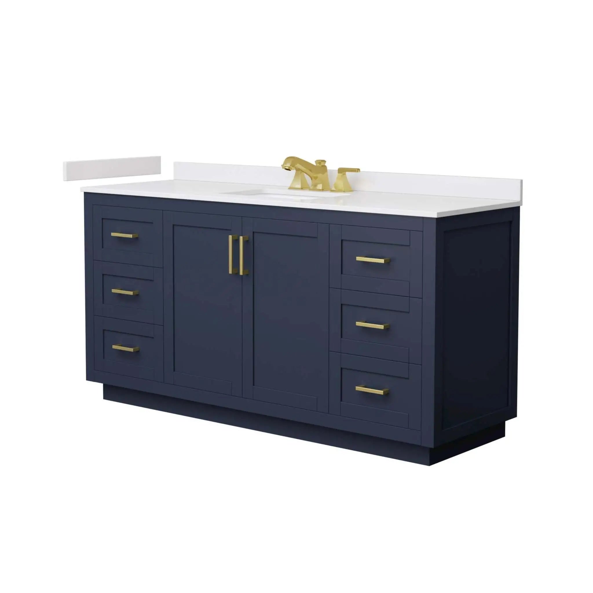 66" Miranda Single Bathroom Vanity in Dark Blue with Brushed Gold Trim by Wyndham