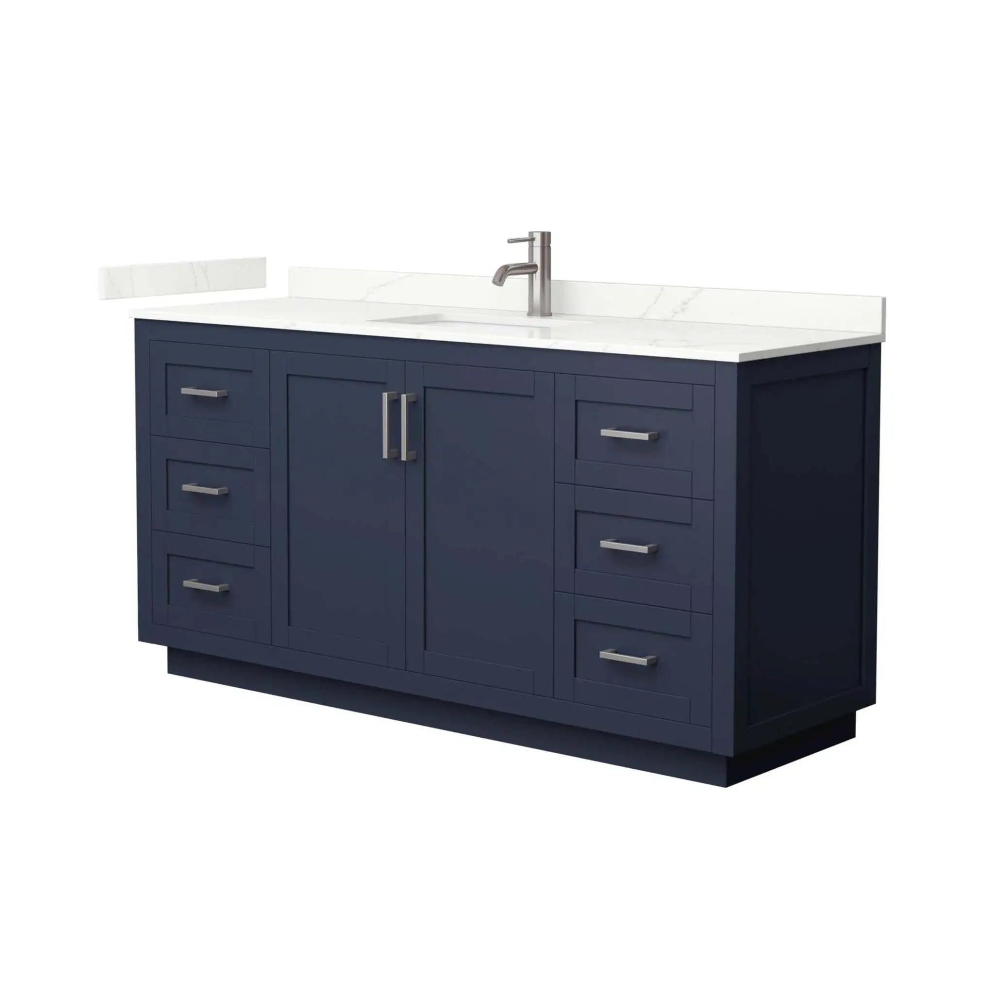 66" Miranda Single Bathroom Vanity in Dark Blue with Brushed Nickel Trim by Wyndham