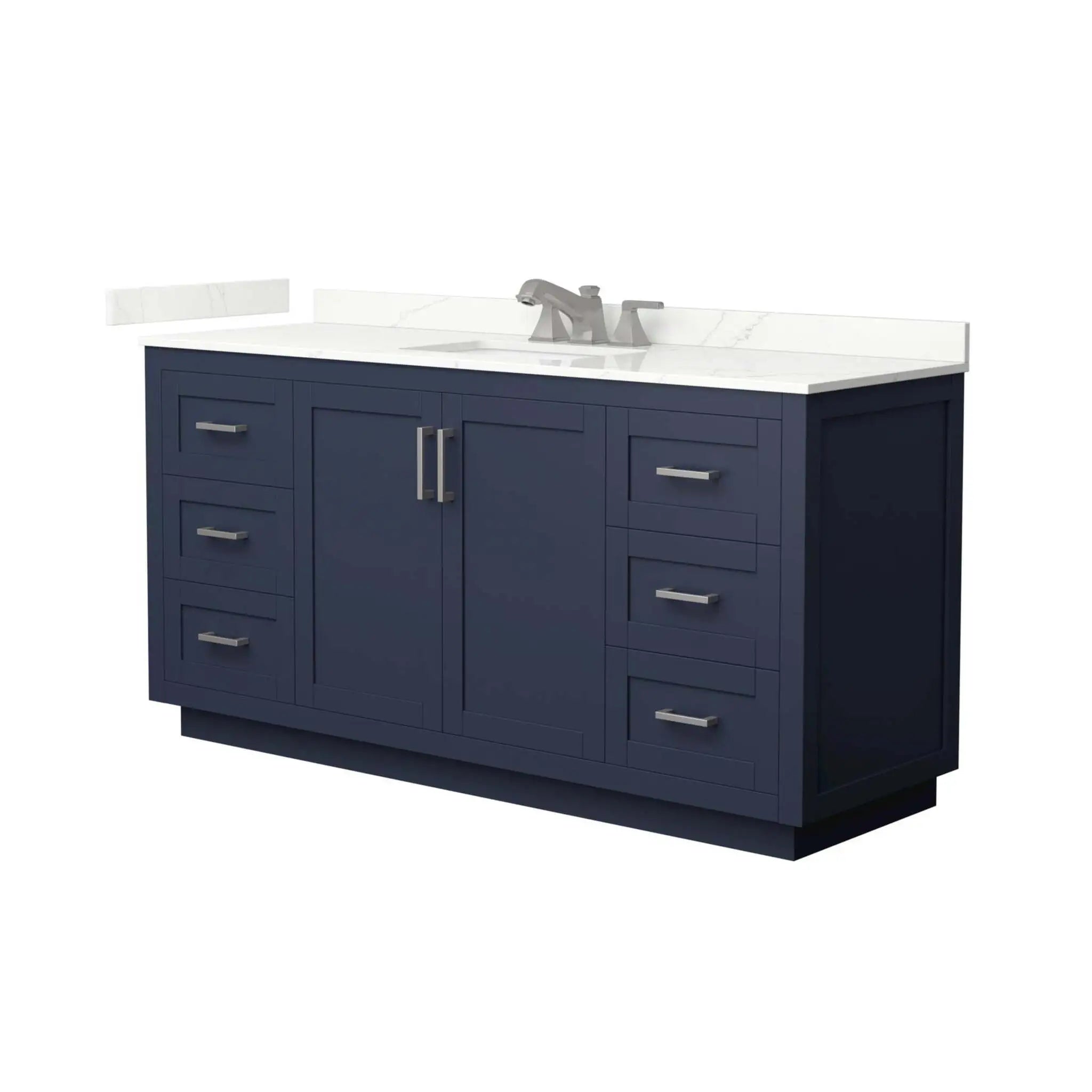 66" Miranda Single Bathroom Vanity in Dark Blue with Brushed Nickel Trim by Wyndham