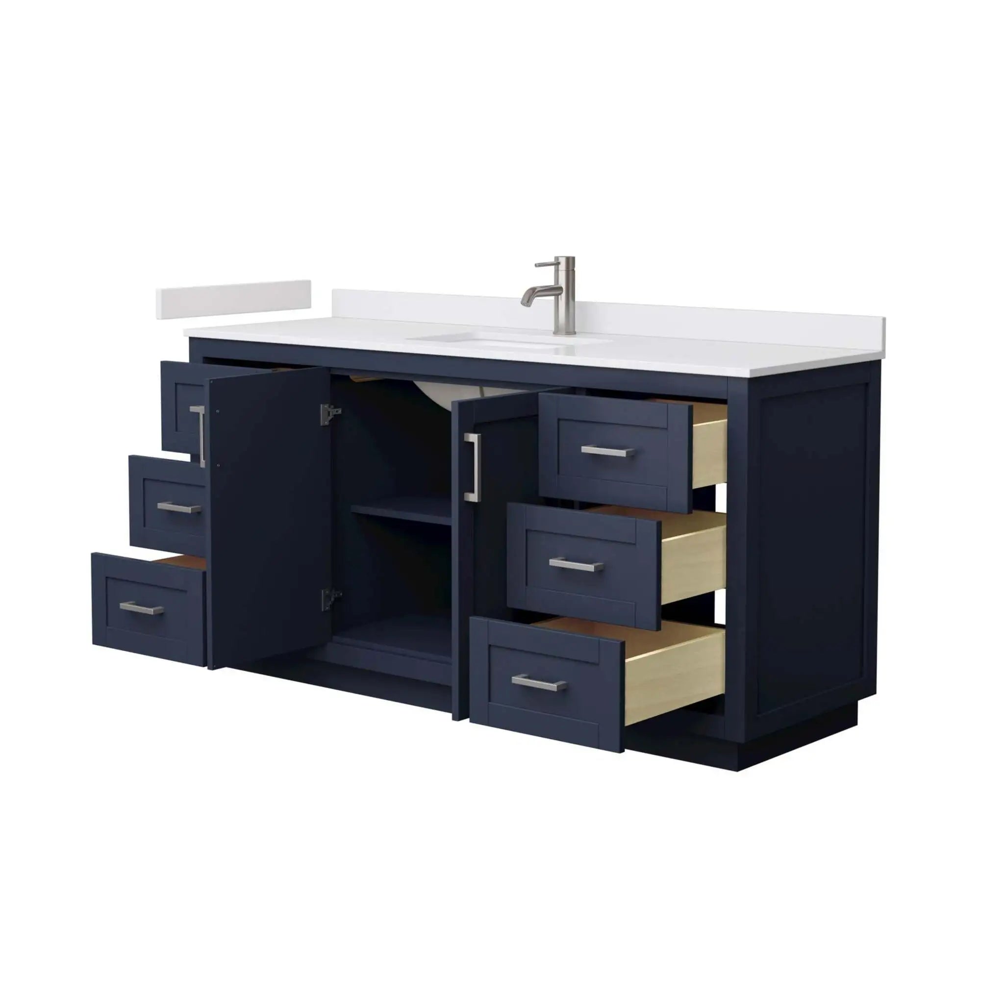 66" Miranda Single Bathroom Vanity in Dark Blue with Brushed Nickel Trim by Wyndham
