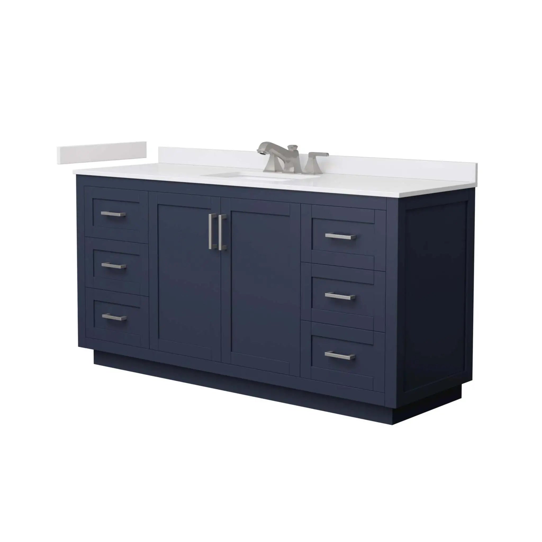 66" Miranda Single Bathroom Vanity in Dark Blue with Brushed Nickel Trim by Wyndham