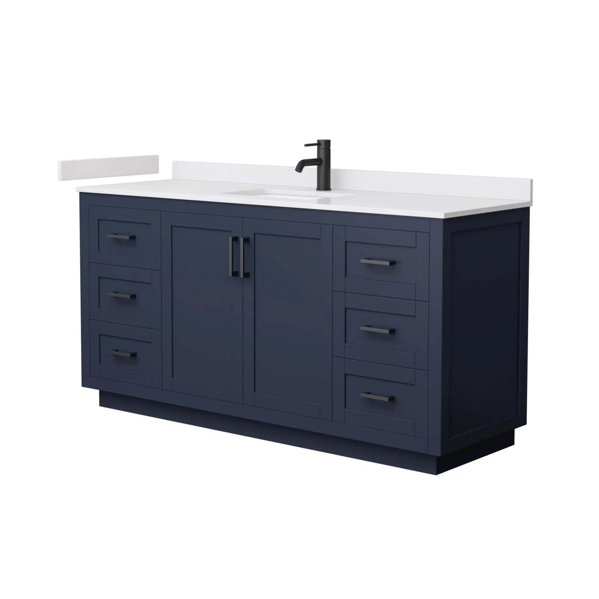 66" Miranda Single Bathroom Vanity in Dark Blue with Matte Black Trim by Wyndham