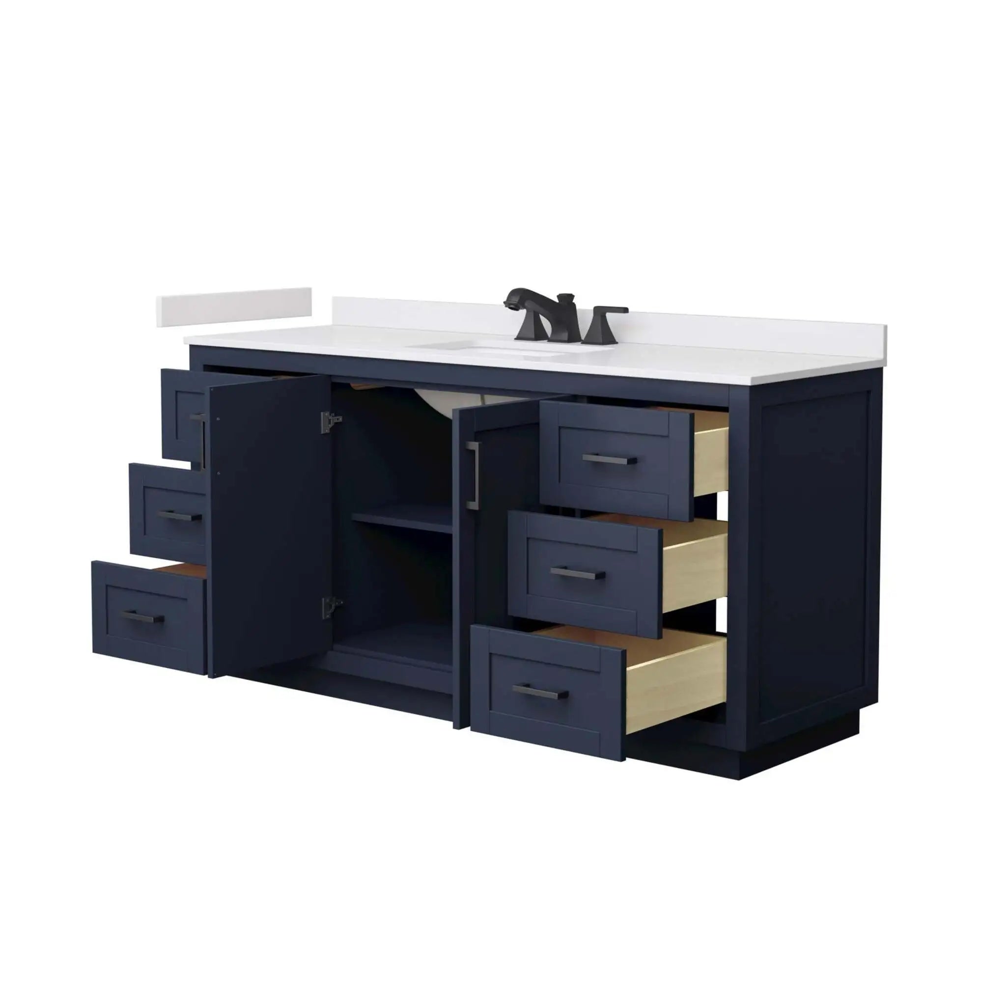 66" Miranda Single Bathroom Vanity in Dark Blue with Matte Black Trim by Wyndham