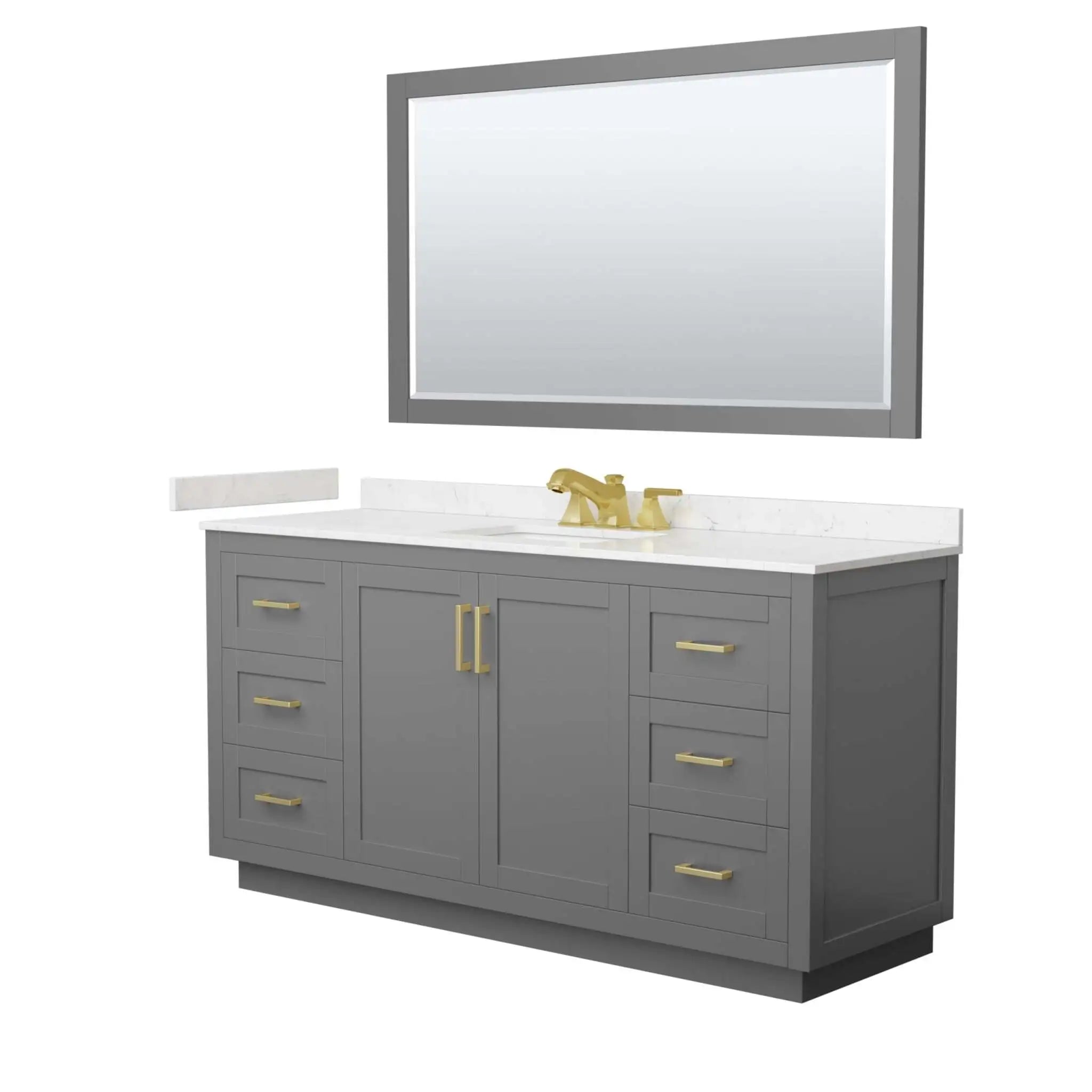 66" Miranda Single Bathroom Vanity in Dark Gray with Brushed Gold Trim & 58" Mirror by Wyndham