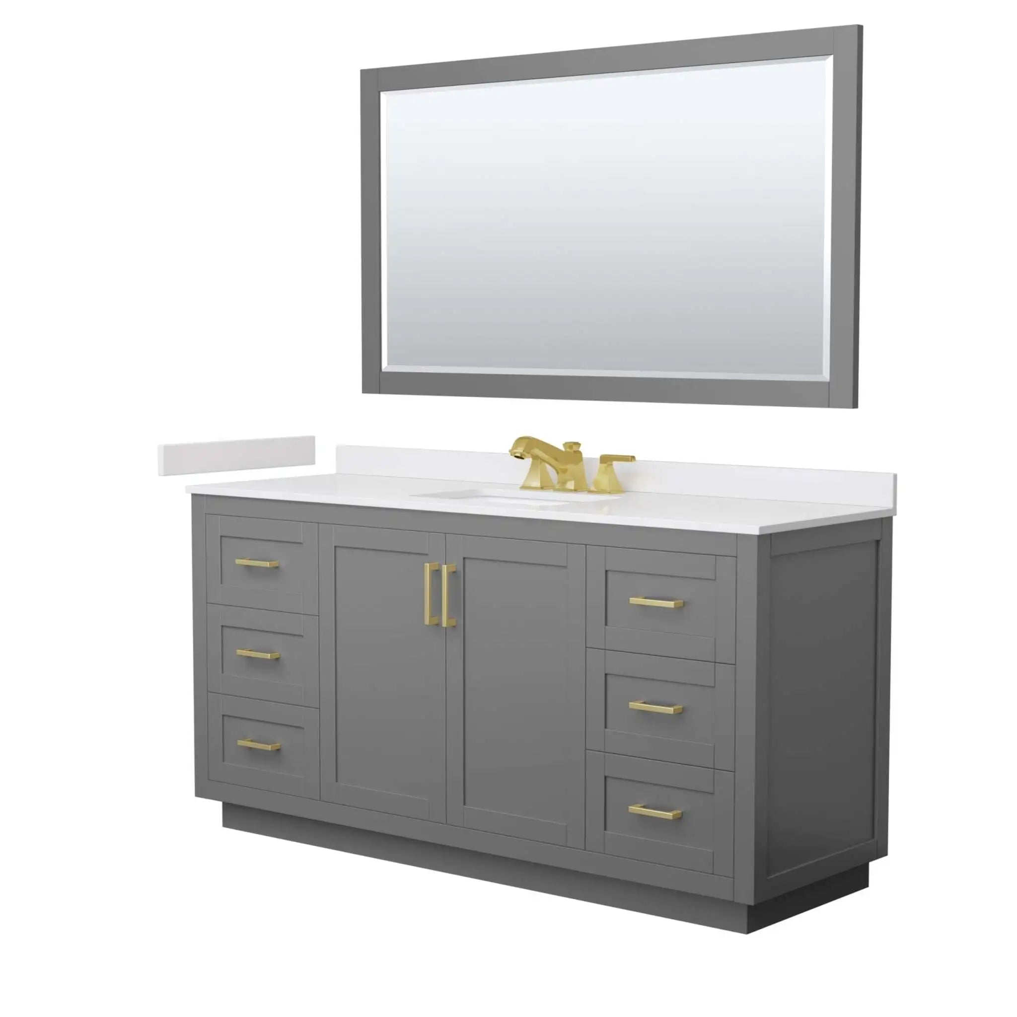 66" Miranda Single Bathroom Vanity in Dark Gray with Brushed Gold Trim & 58" Mirror by Wyndham