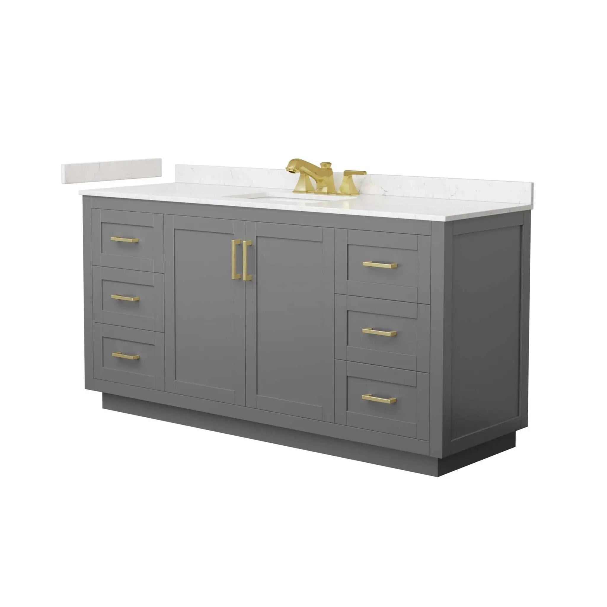 66" Miranda Single Bathroom Vanity in Dark Gray with Brushed Gold Trim by Wyndham