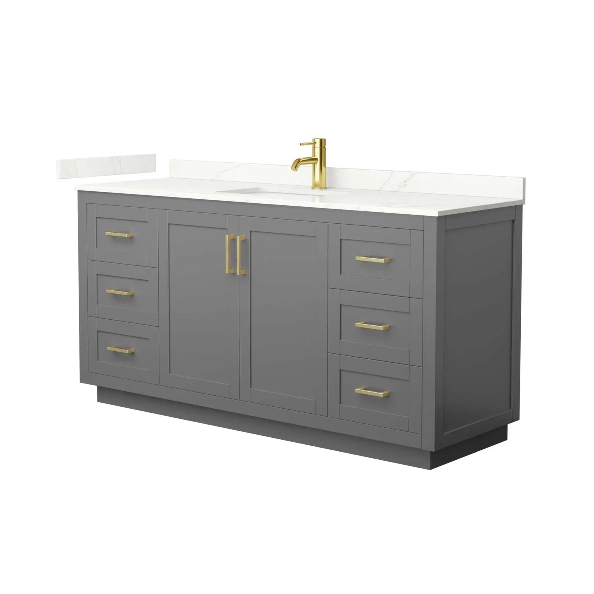 66" Miranda Single Bathroom Vanity in Dark Gray with Brushed Gold Trim by Wyndham