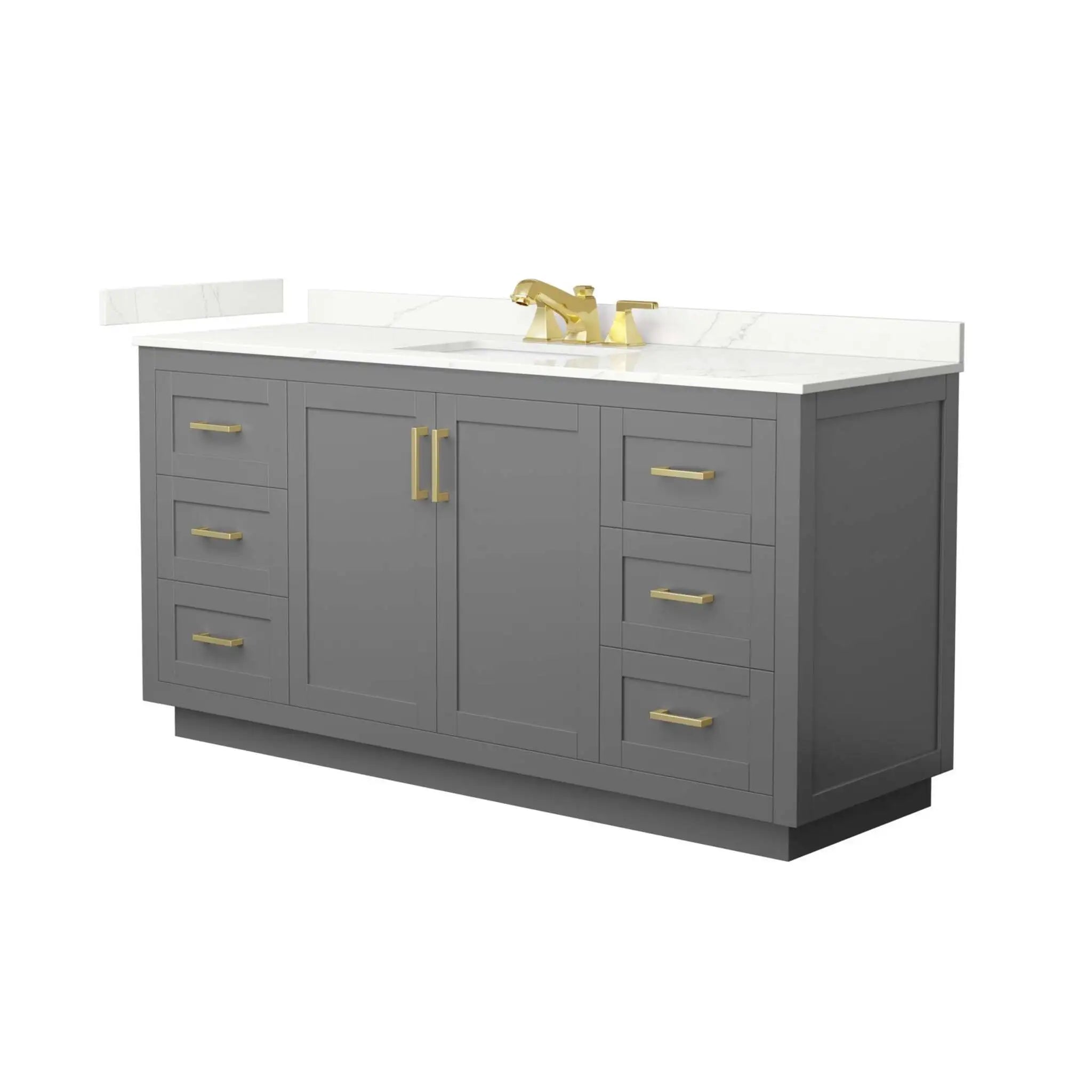 66" Miranda Single Bathroom Vanity in Dark Gray with Brushed Gold Trim by Wyndham