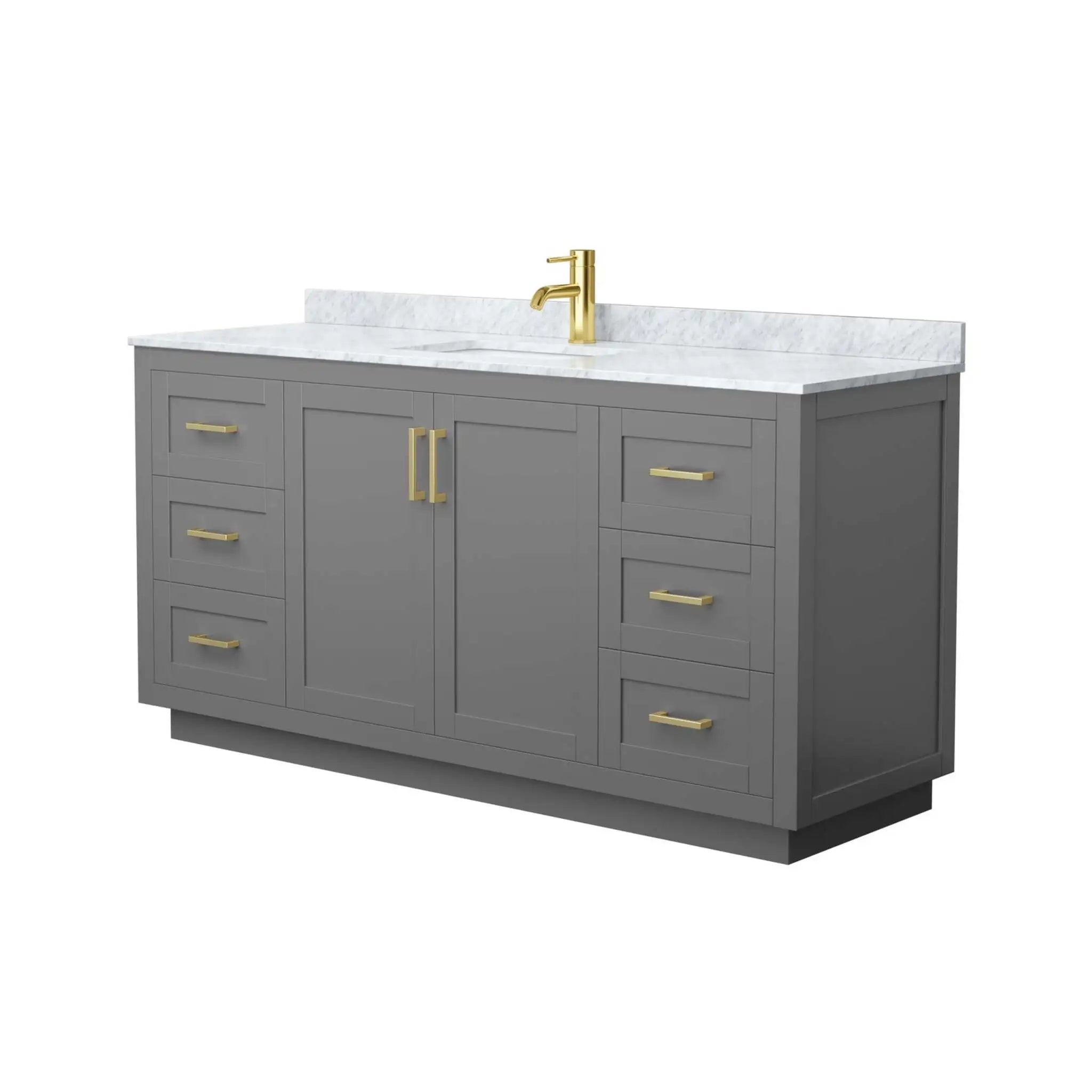 66" Miranda Single Bathroom Vanity in Dark Gray with Brushed Gold Trim by Wyndham