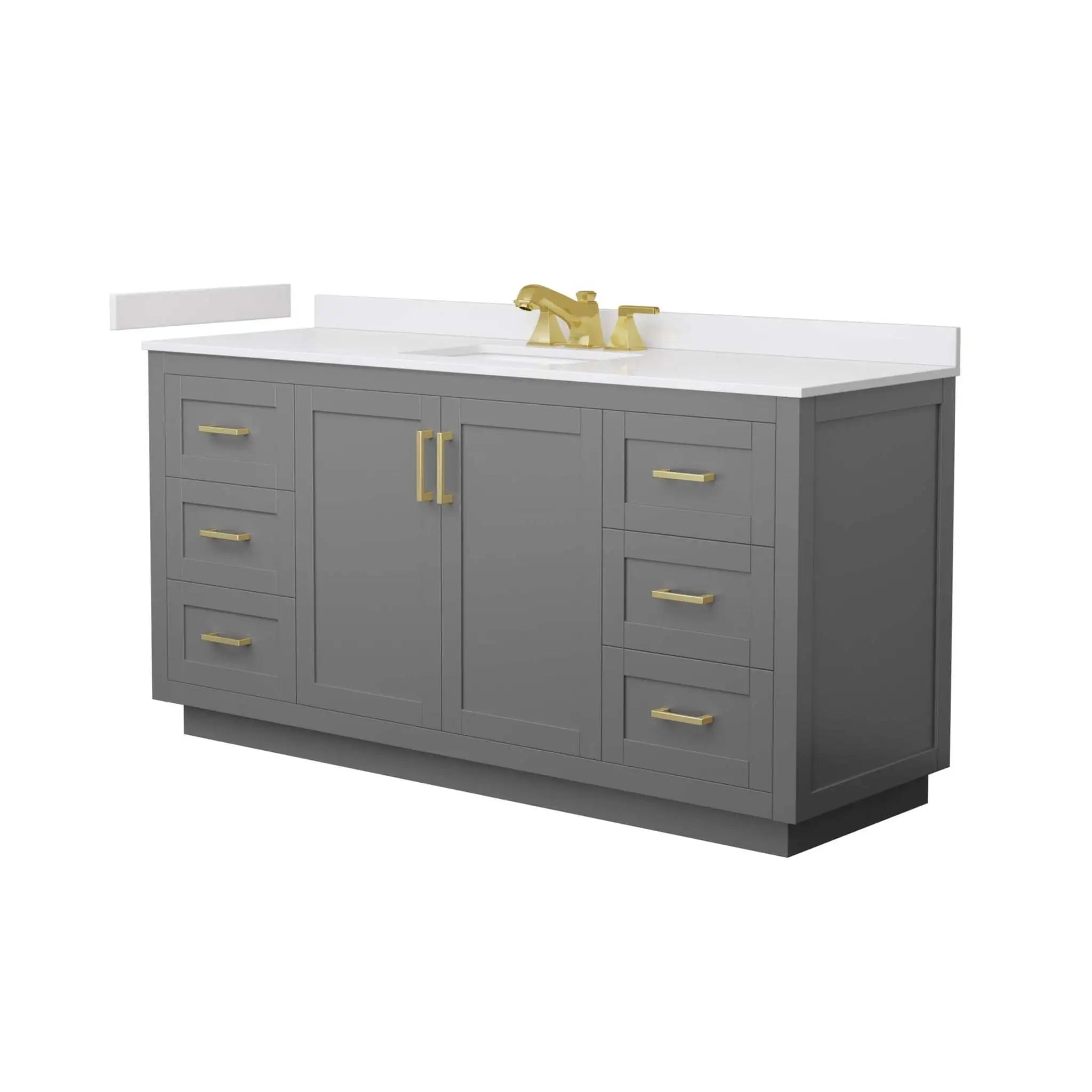 66" Miranda Single Bathroom Vanity in Dark Gray with Brushed Gold Trim by Wyndham