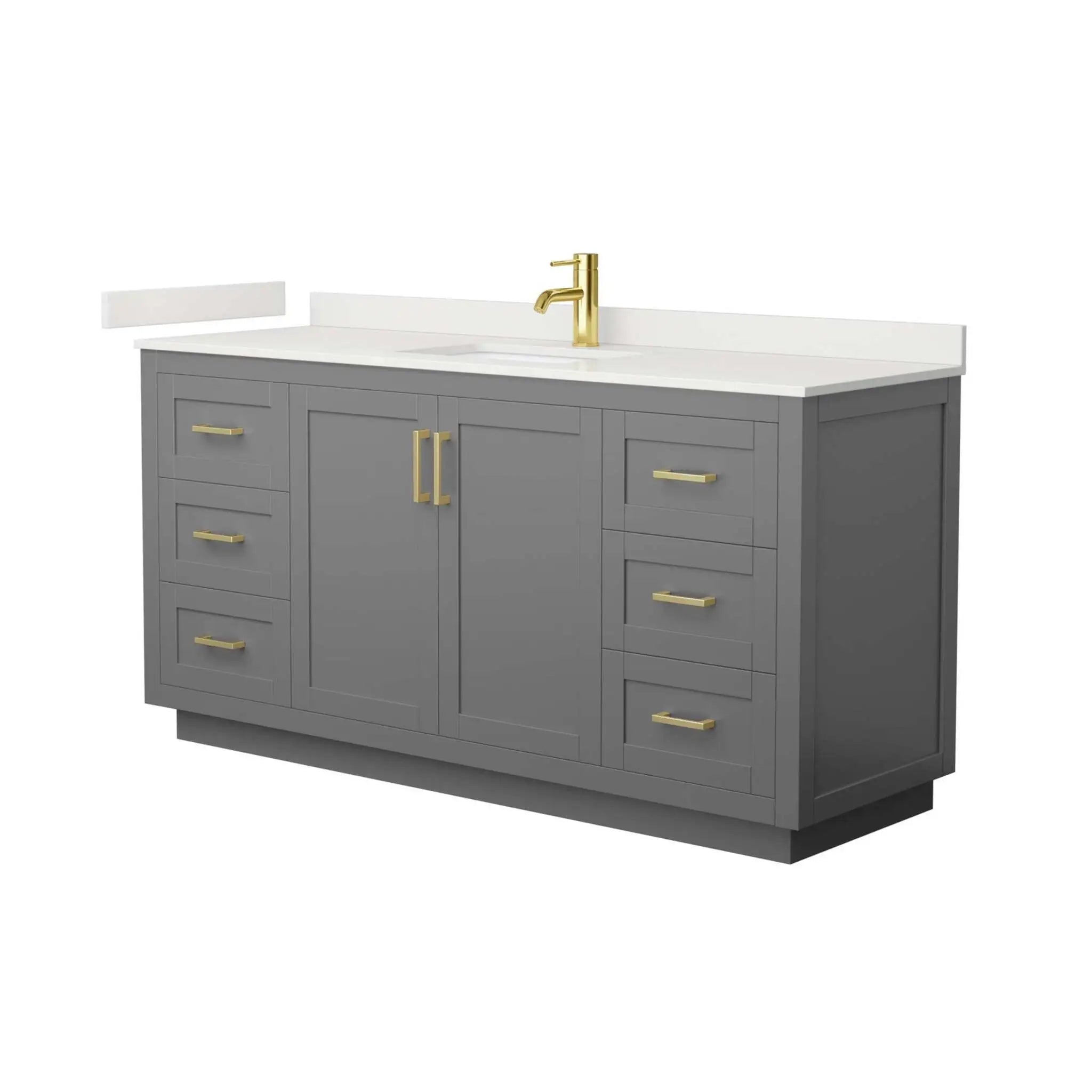 66" Miranda Single Bathroom Vanity in Dark Gray with Brushed Gold Trim by Wyndham