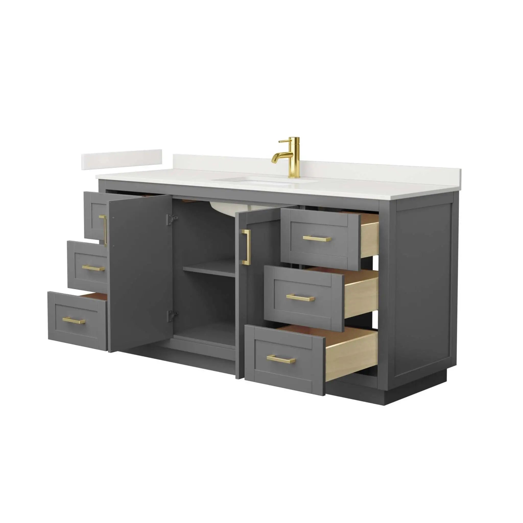 66" Miranda Single Bathroom Vanity in Dark Gray with Brushed Gold Trim by Wyndham