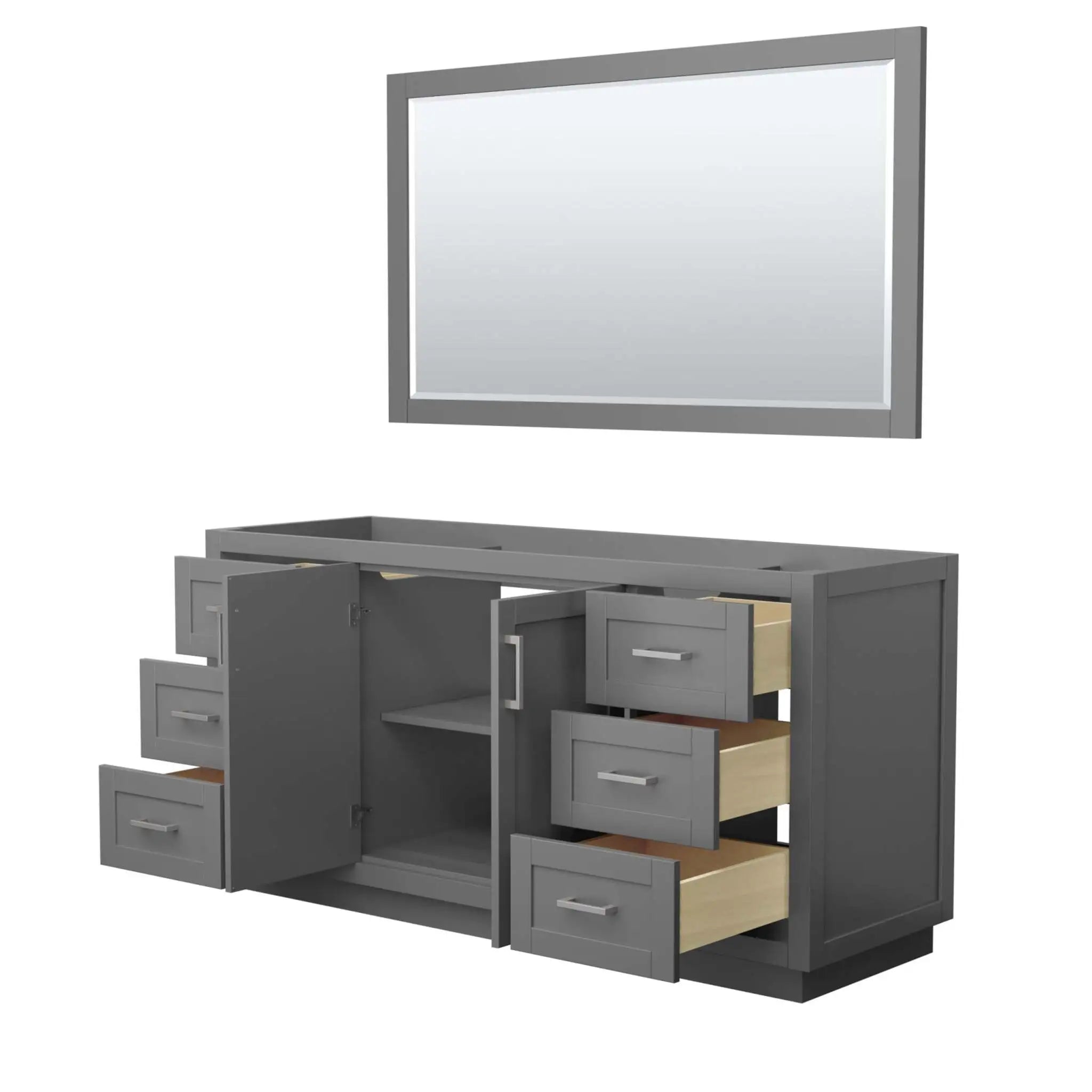 66" Miranda Single Bathroom Vanity in Dark Gray with Brushed Nickel Trim & 58" Mirror by Wyndham