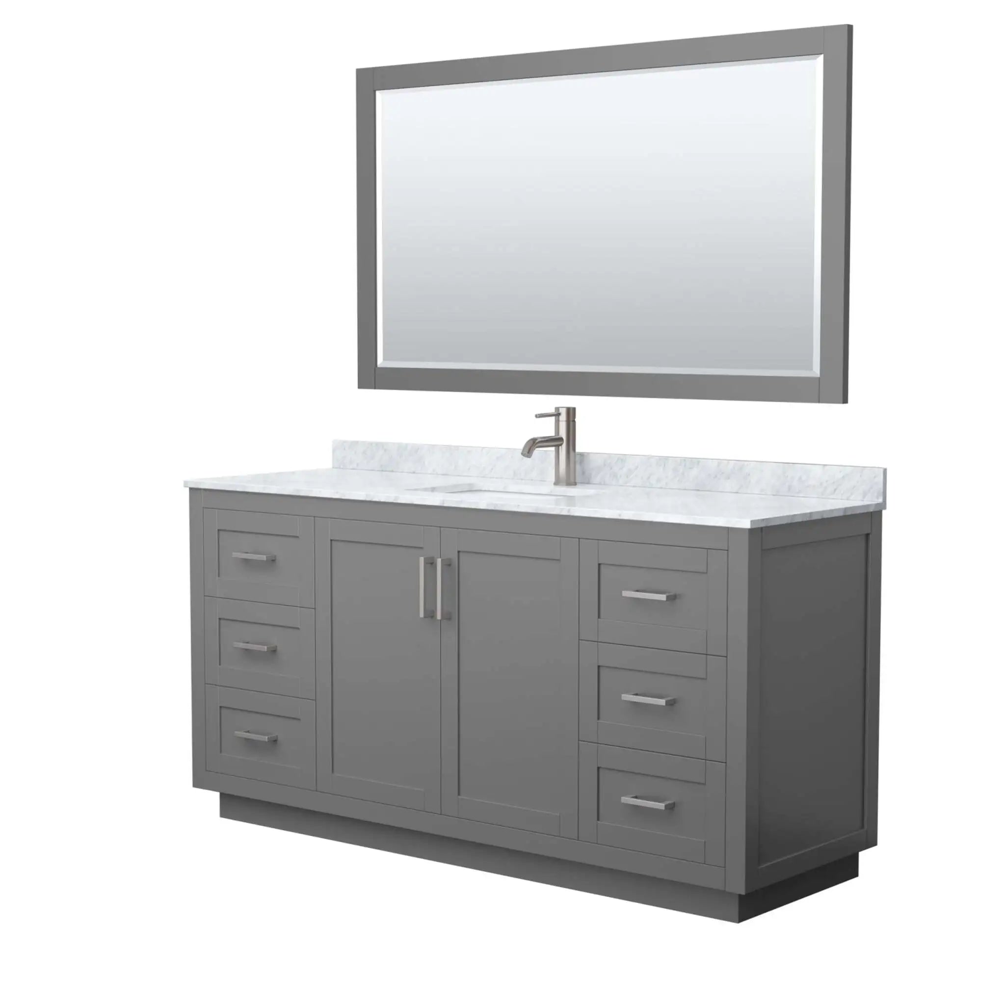 66" Miranda Single Bathroom Vanity in Dark Gray with Brushed Nickel Trim & 58" Mirror by Wyndham
