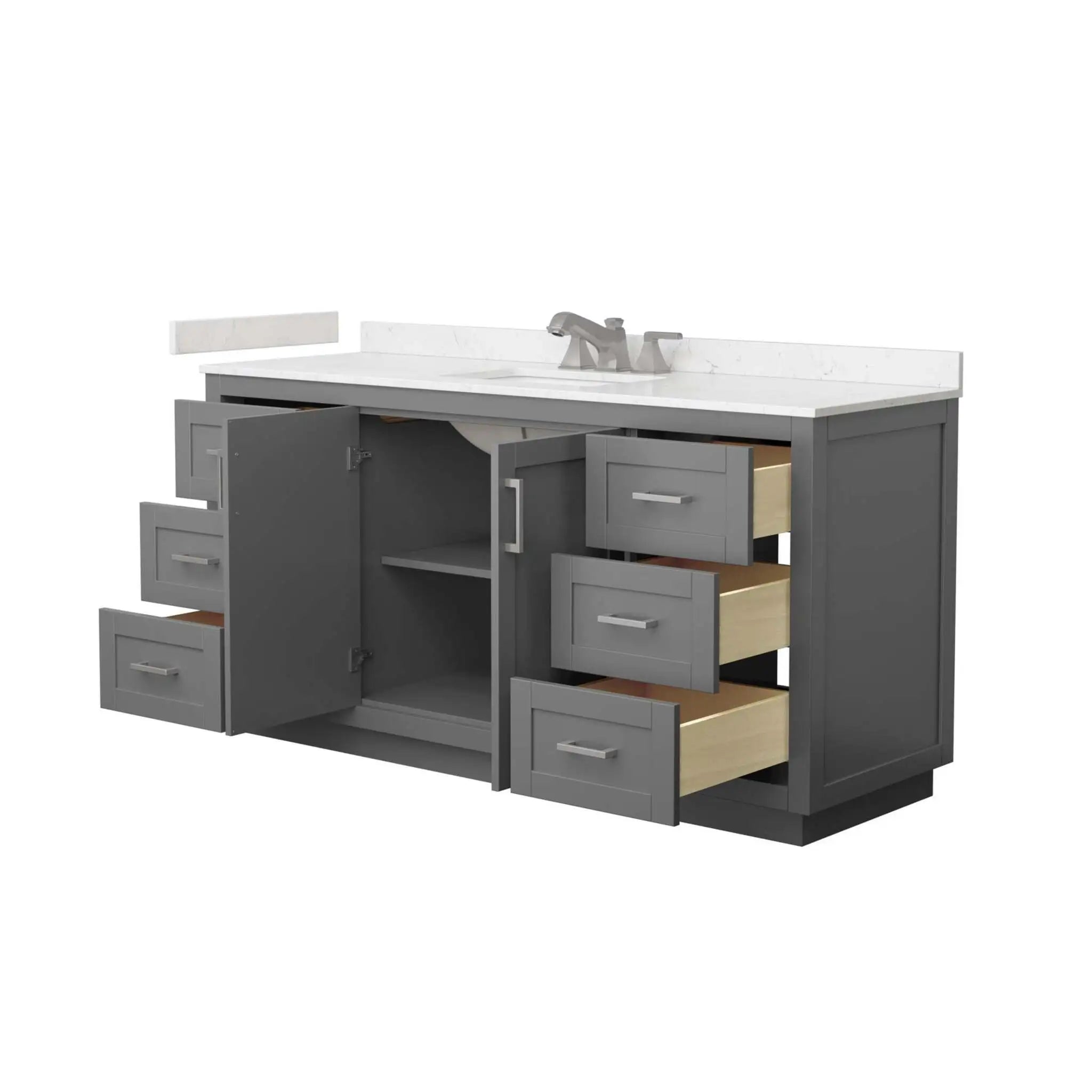 66" Miranda Single Bathroom Vanity in Dark Gray with Brushed Nickel Trim by Wyndham