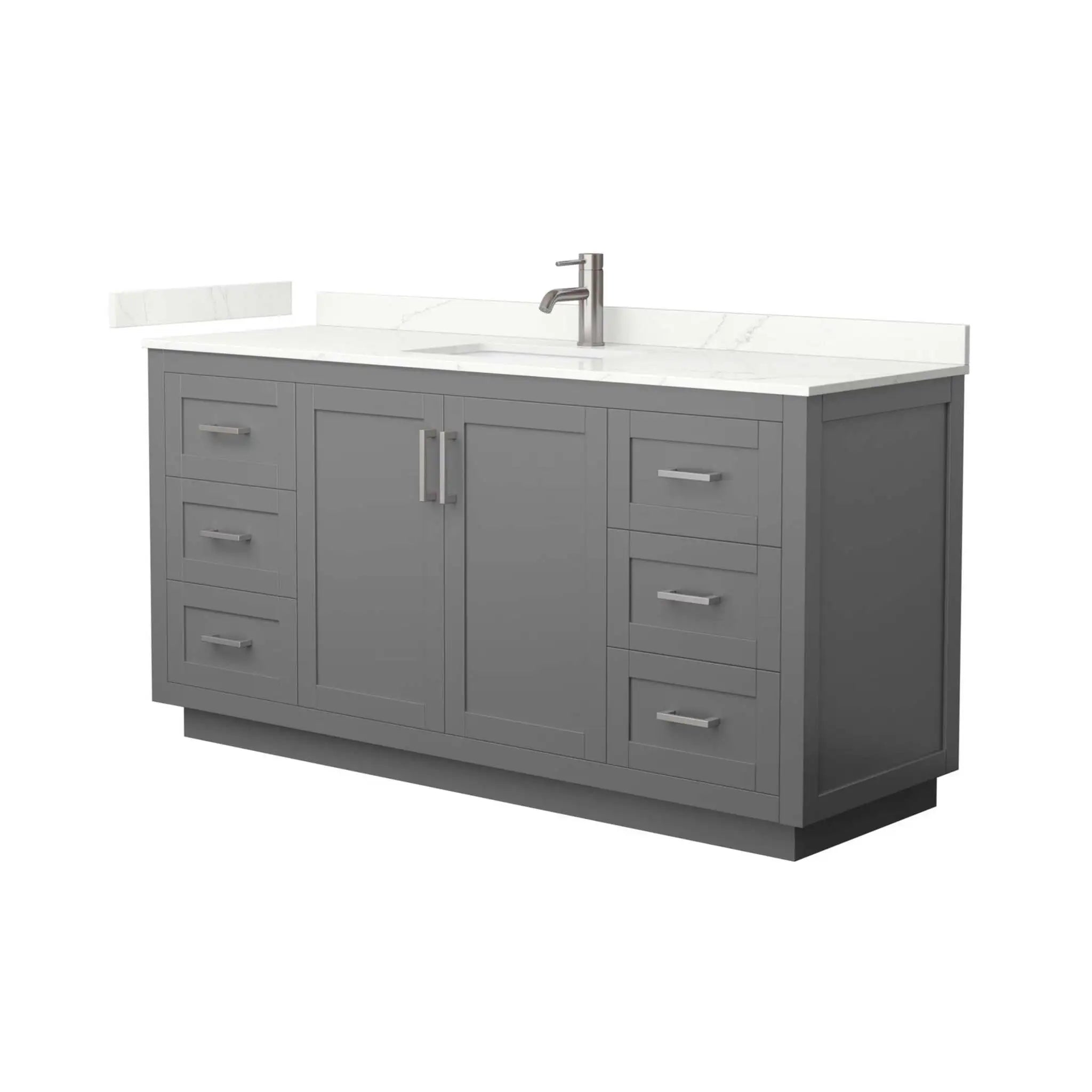 66" Miranda Single Bathroom Vanity in Dark Gray with Brushed Nickel Trim by Wyndham