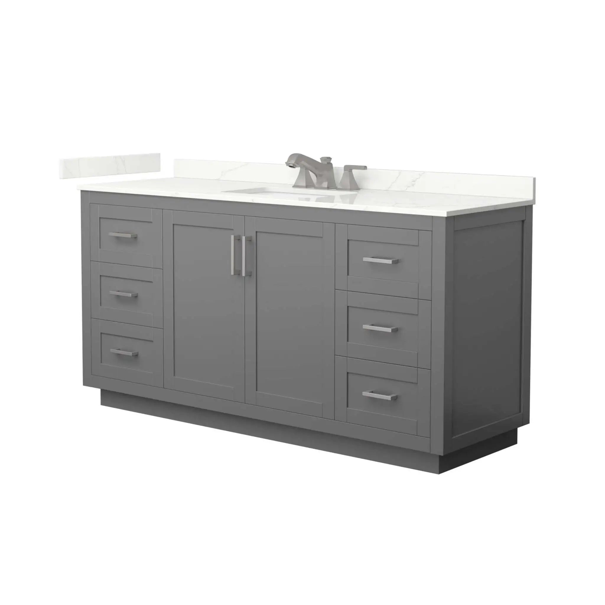 66" Miranda Single Bathroom Vanity in Dark Gray with Brushed Nickel Trim by Wyndham