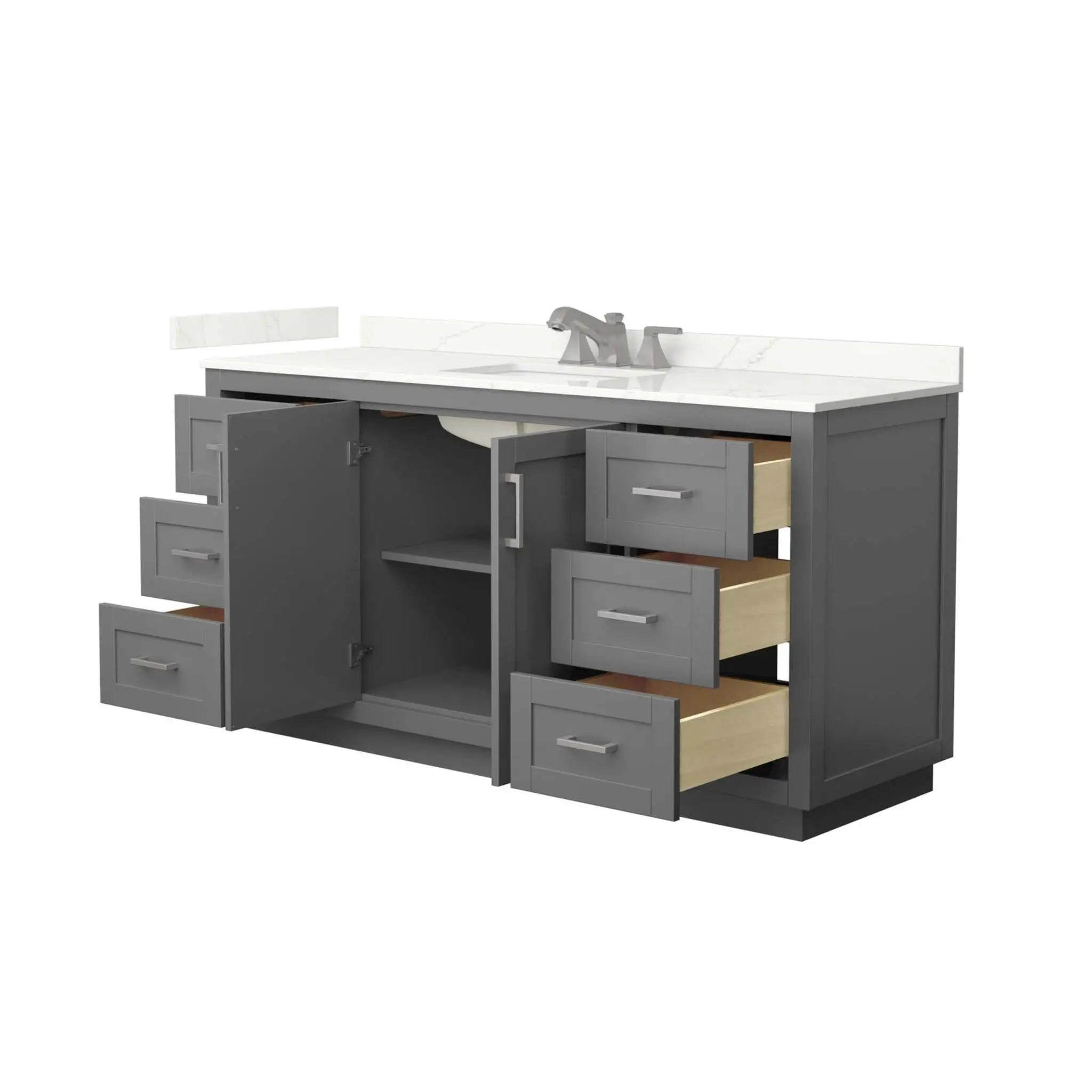 66" Miranda Single Bathroom Vanity in Dark Gray with Brushed Nickel Trim by Wyndham