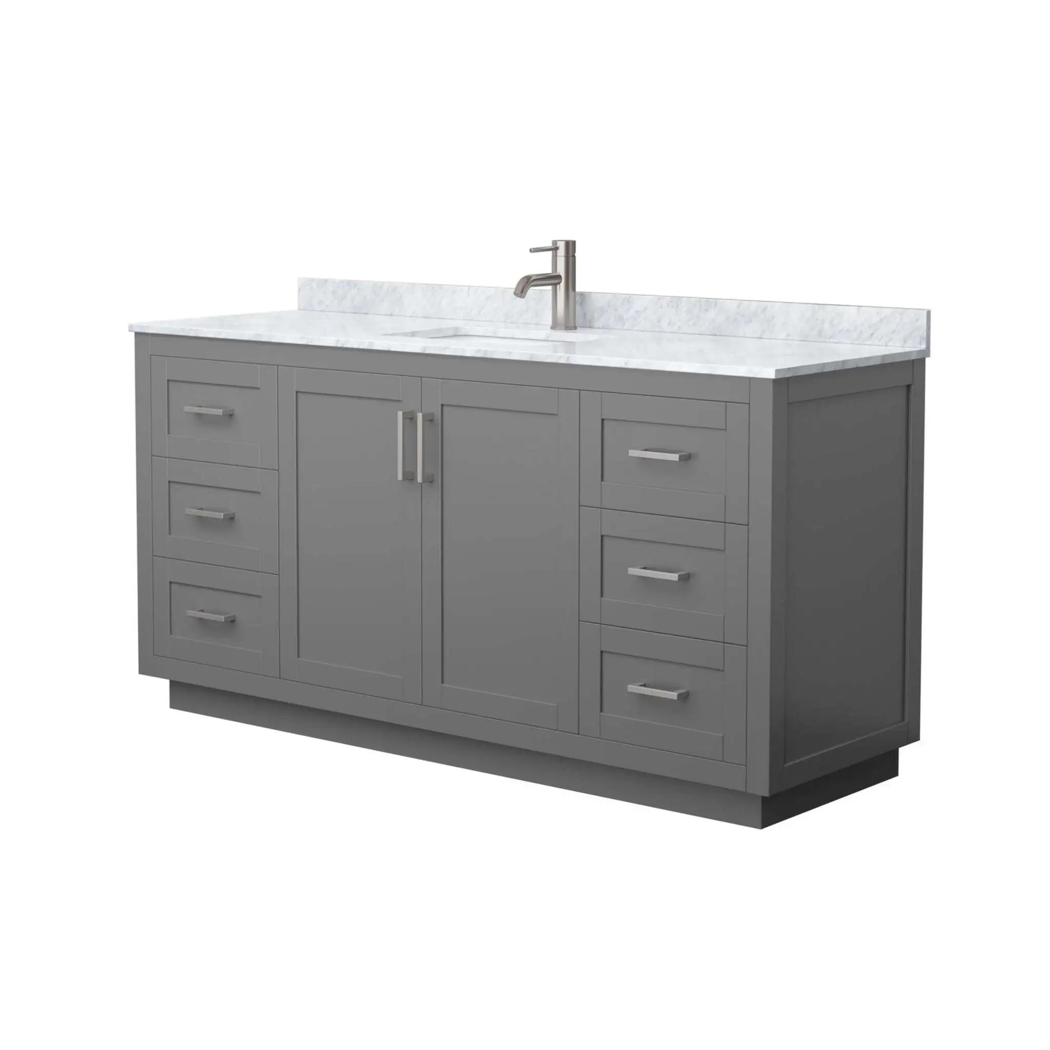 66" Miranda Single Bathroom Vanity in Dark Gray with Brushed Nickel Trim by Wyndham