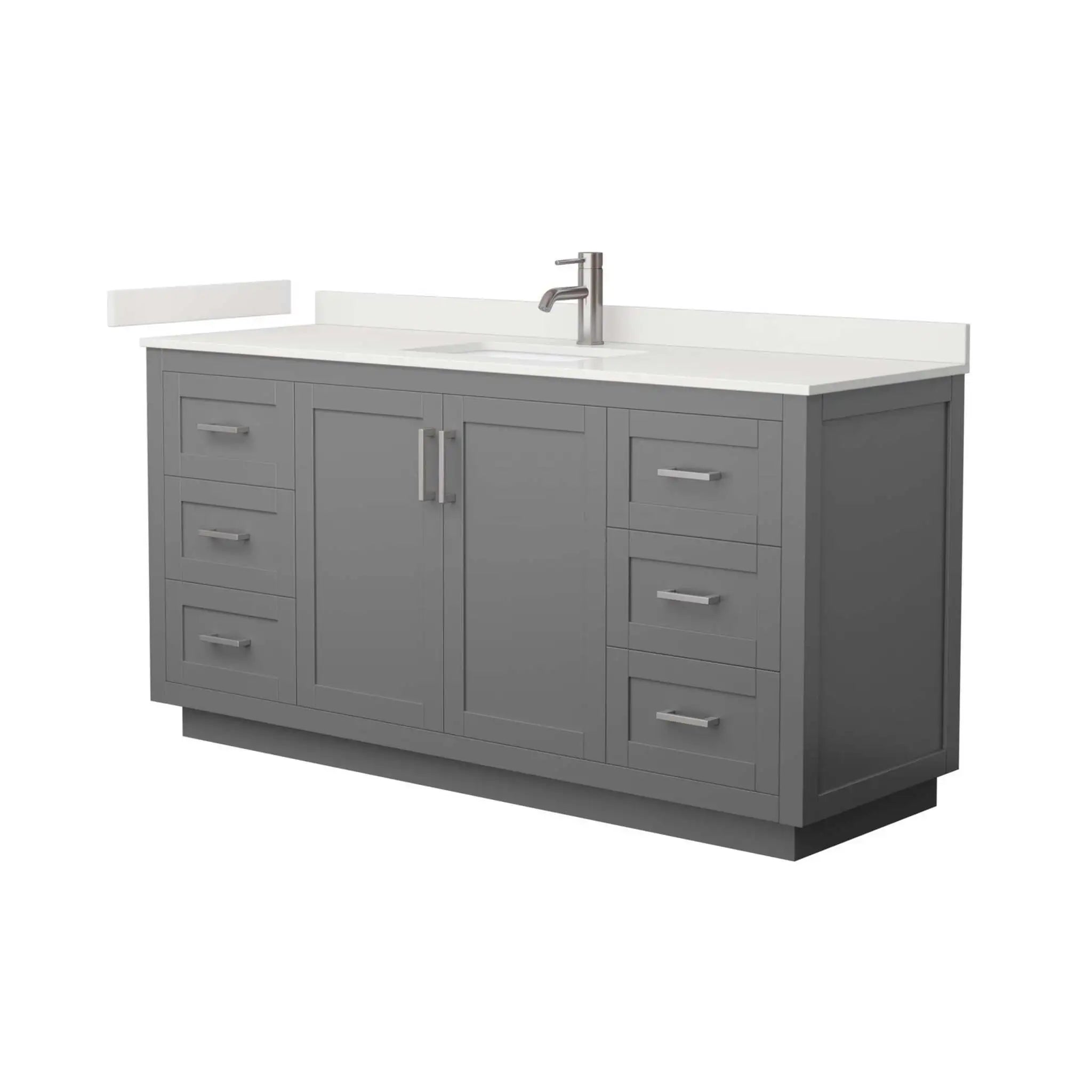 66" Miranda Single Bathroom Vanity in Dark Gray with Brushed Nickel Trim by Wyndham