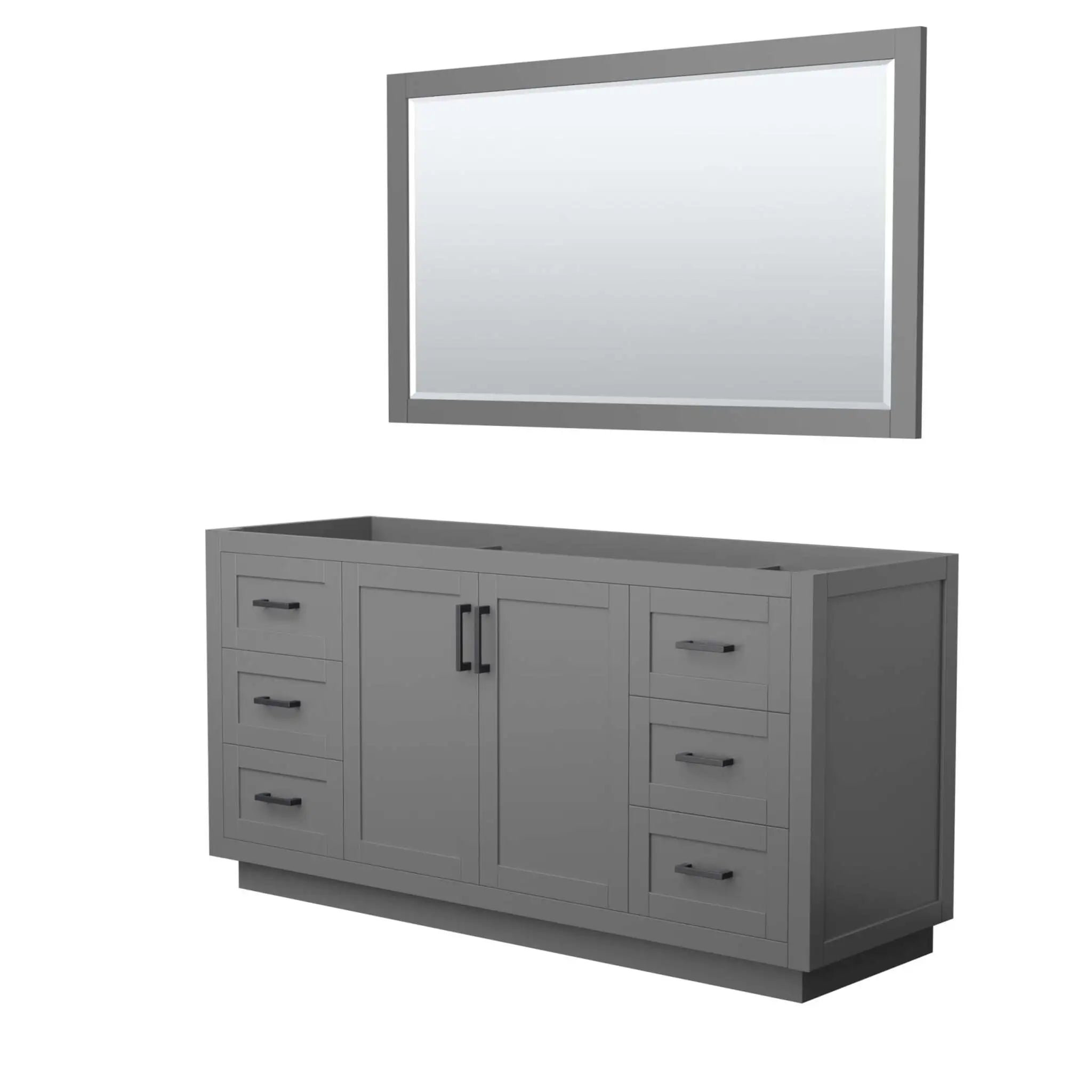 66" Miranda Single Bathroom Vanity in Dark Gray with Matte Black Trim & 58" Mirror by Wyndham