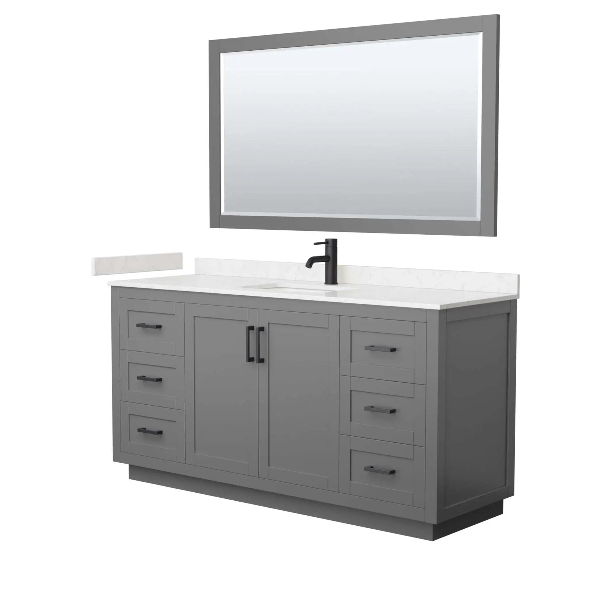 66" Miranda Single Bathroom Vanity in Dark Gray with Matte Black Trim & 58" Mirror by Wyndham