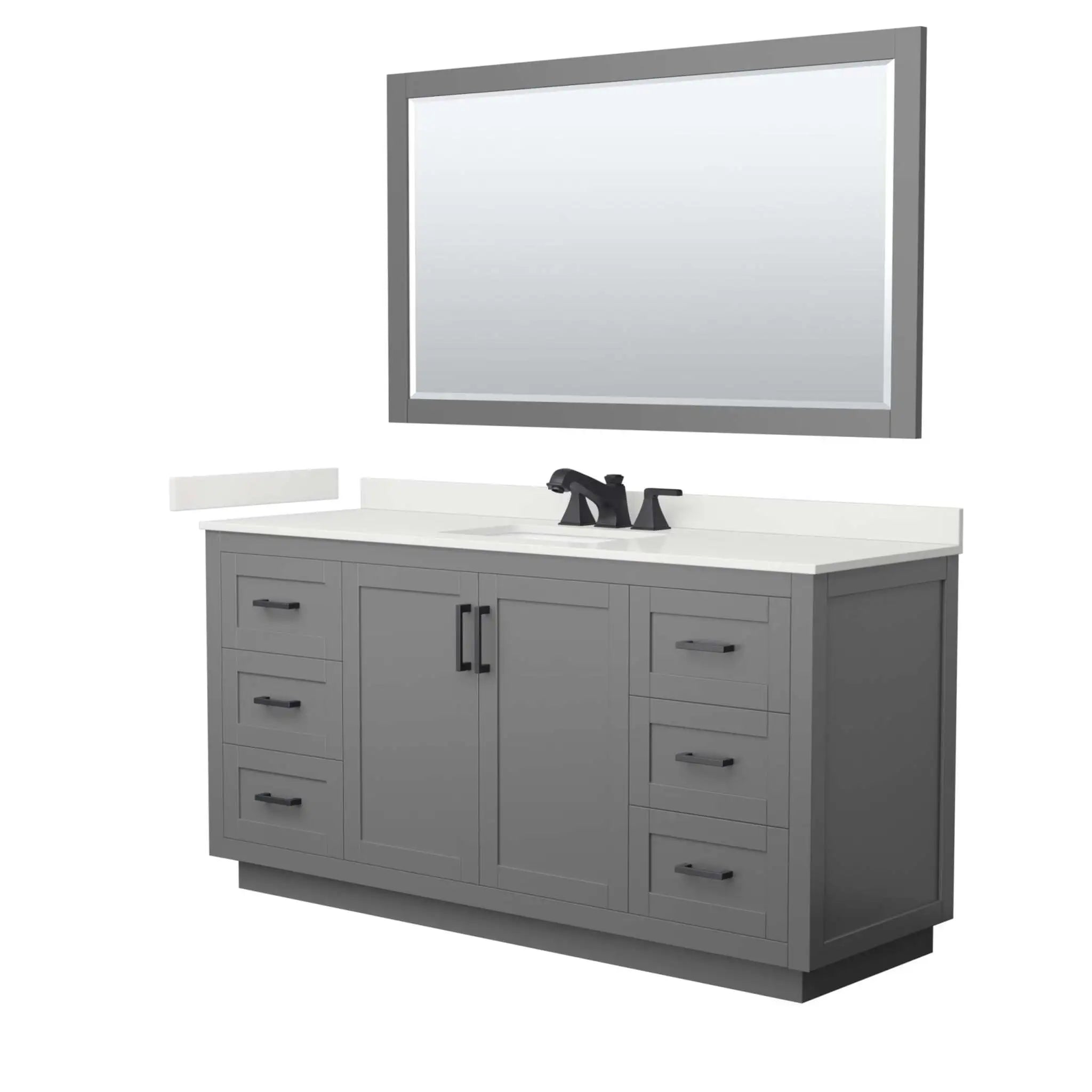 66" Miranda Single Bathroom Vanity in Dark Gray with Matte Black Trim & 58" Mirror by Wyndham