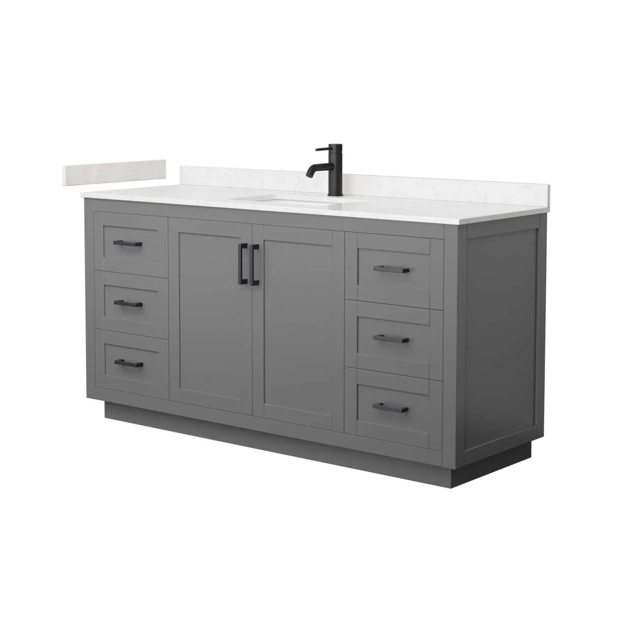 66" Miranda Single Bathroom Vanity in Dark Gray with Matte Black Trim by Wyndham