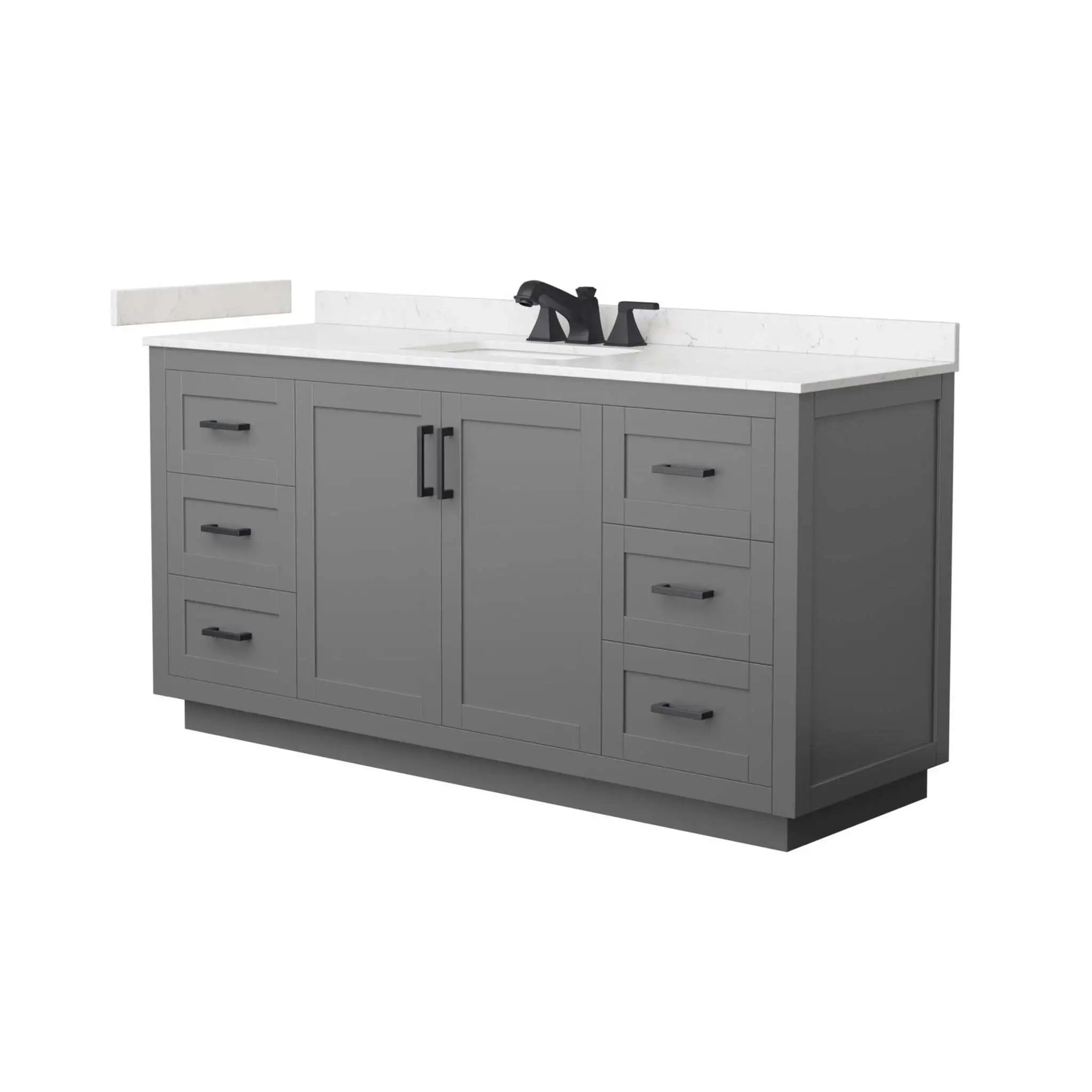 66" Miranda Single Bathroom Vanity in Dark Gray with Matte Black Trim by Wyndham