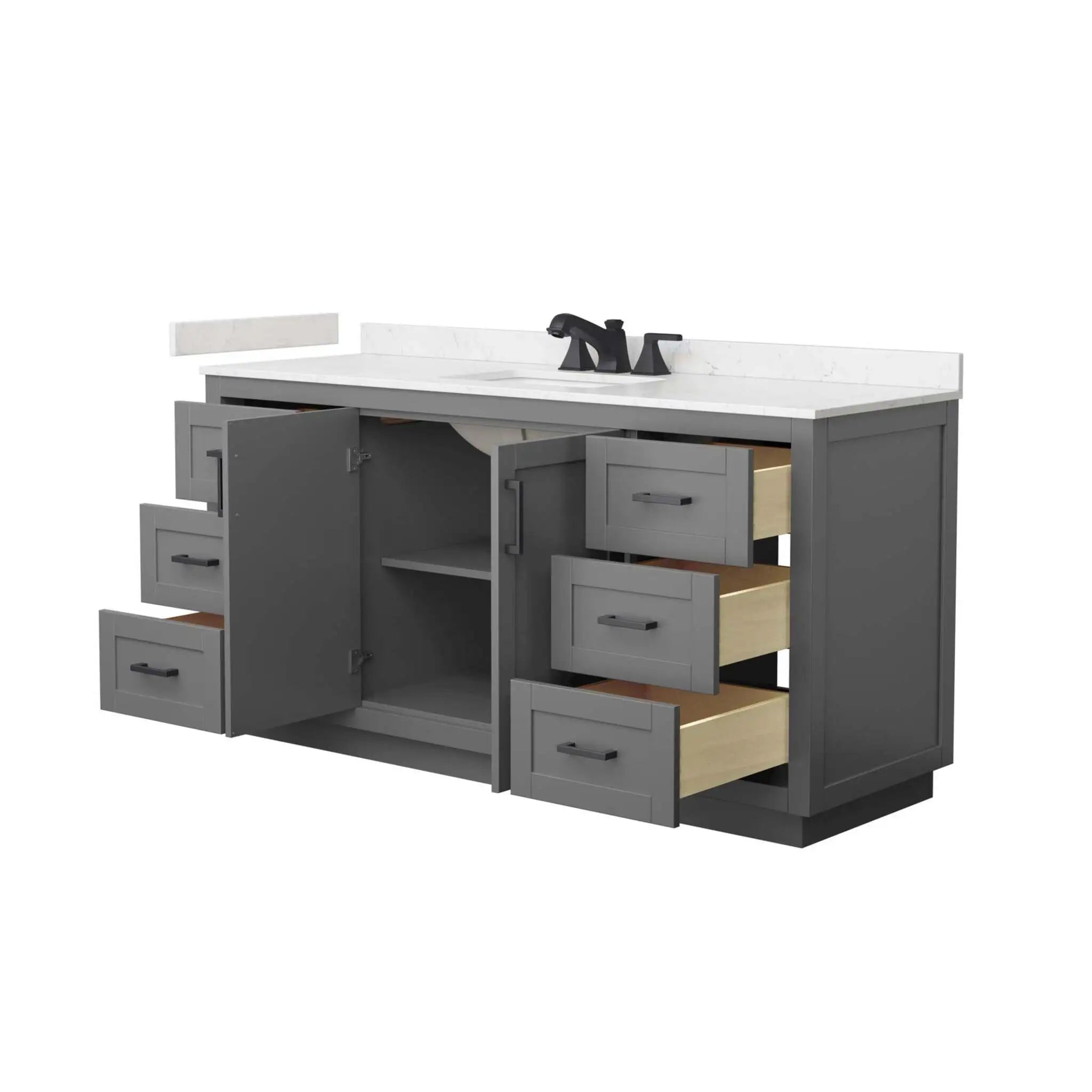 66" Miranda Single Bathroom Vanity in Dark Gray with Matte Black Trim by Wyndham