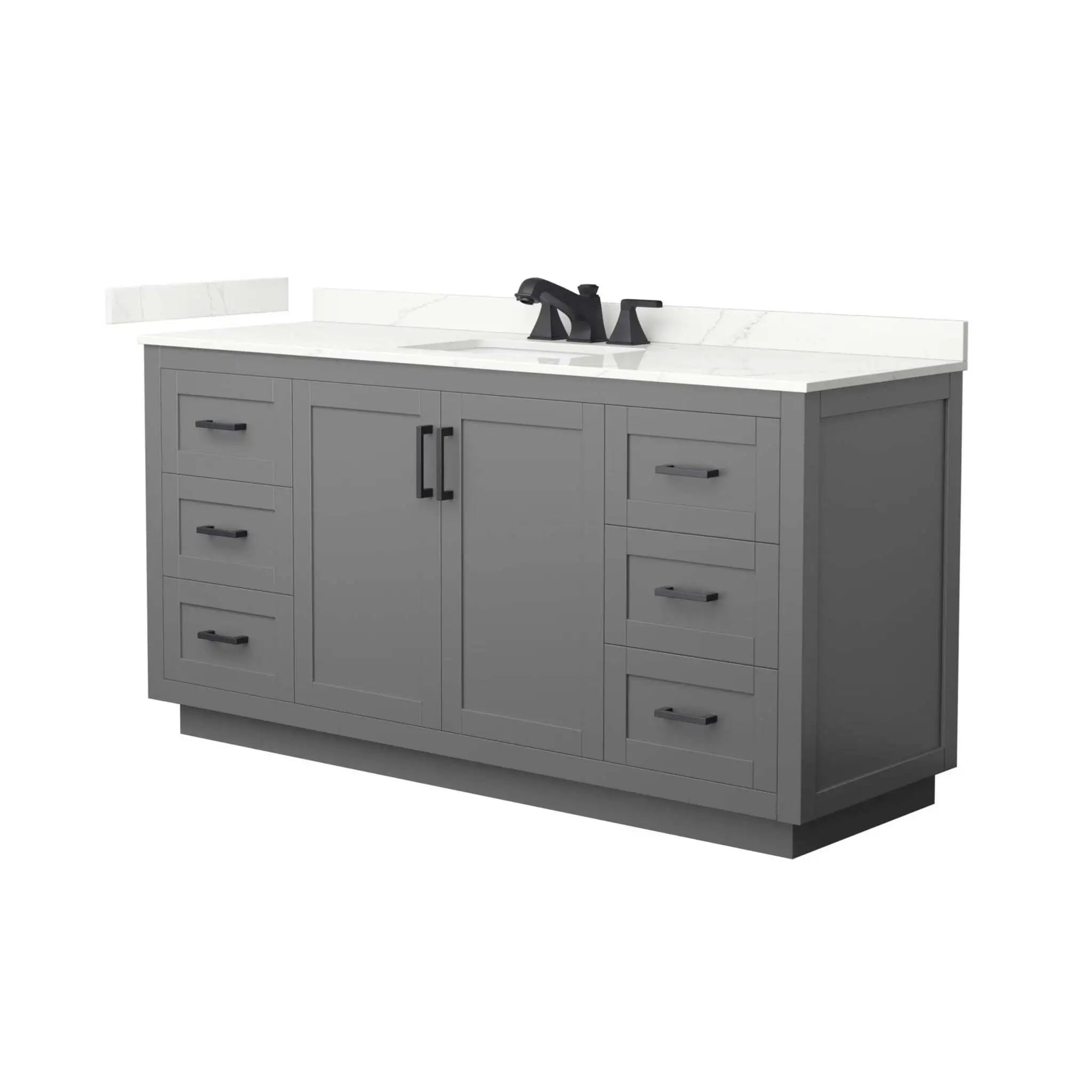 66" Miranda Single Bathroom Vanity in Dark Gray with Matte Black Trim by Wyndham