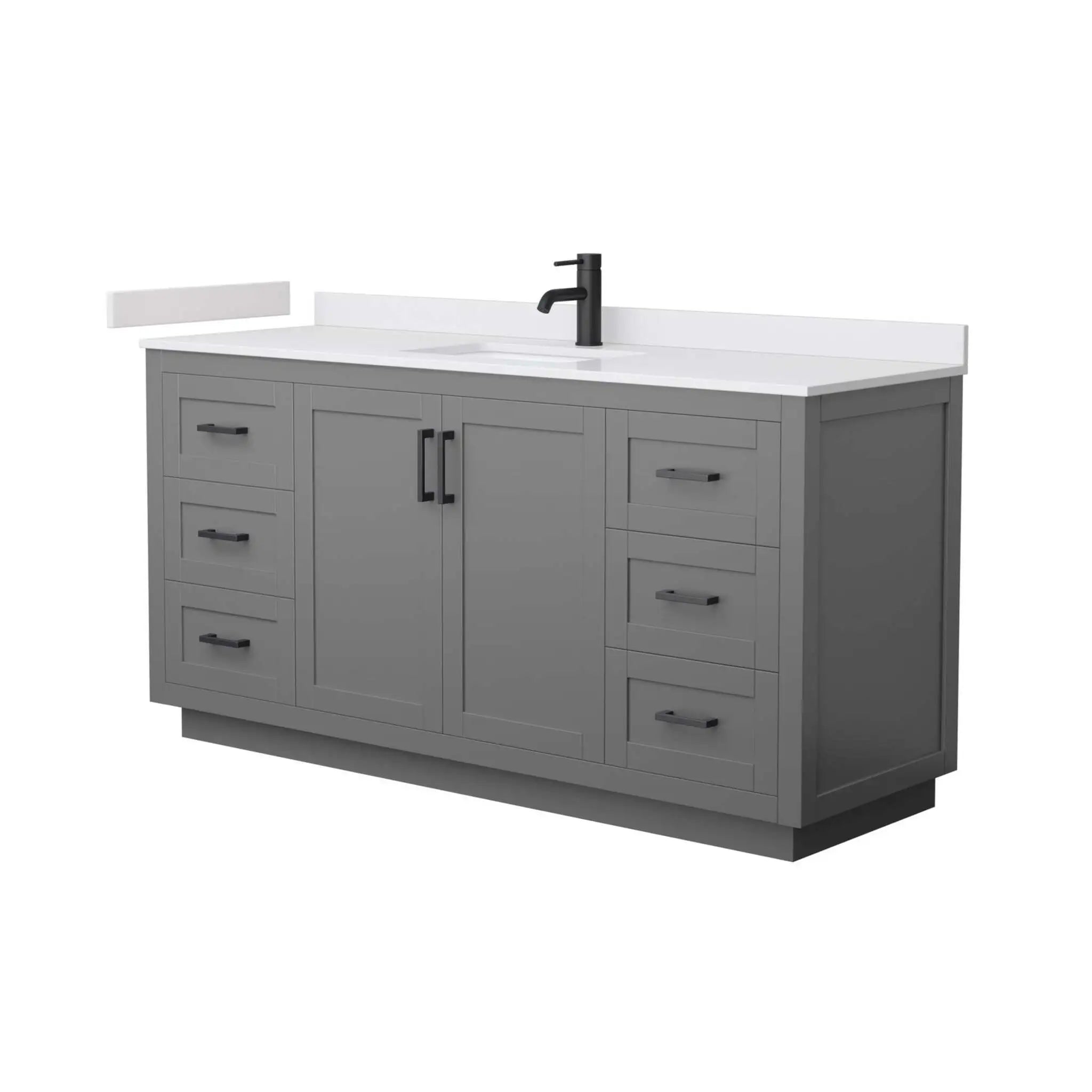 66" Miranda Single Bathroom Vanity in Dark Gray with Matte Black Trim by Wyndham