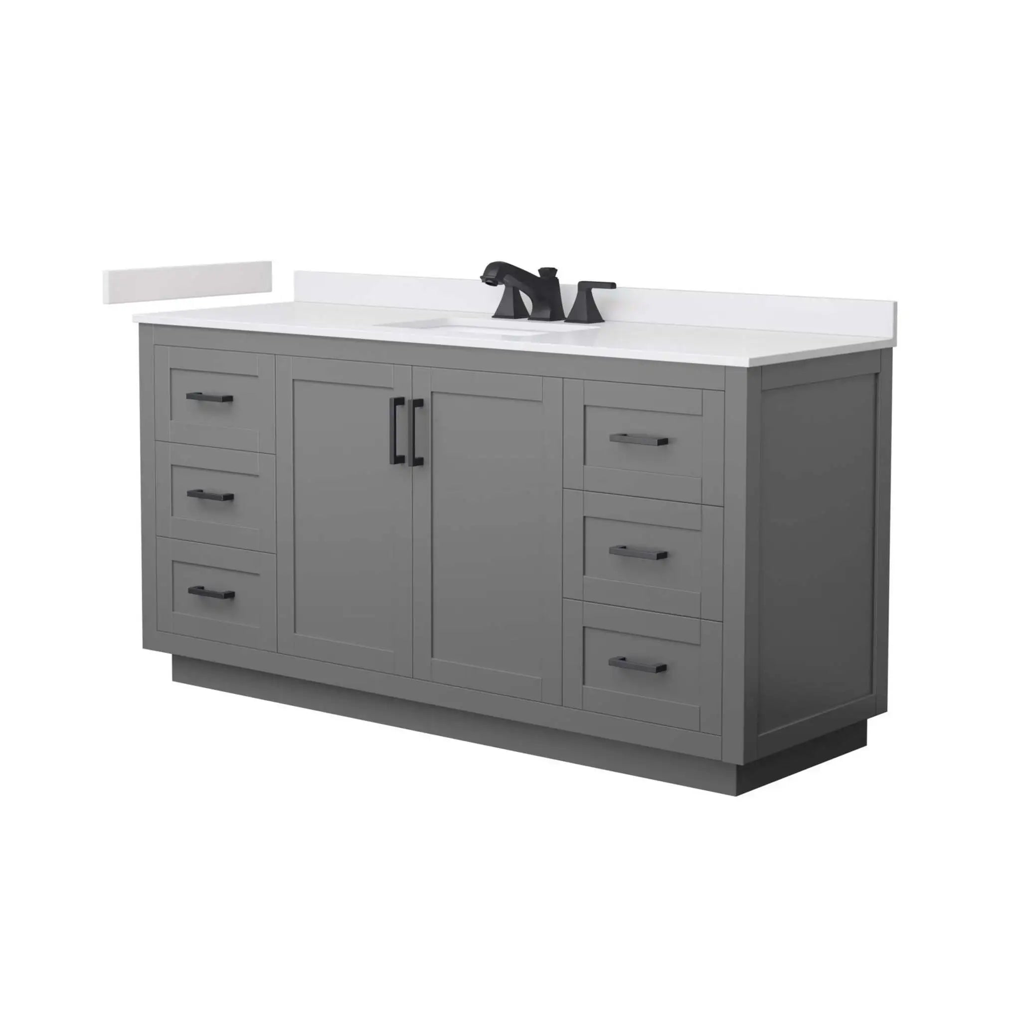 66" Miranda Single Bathroom Vanity in Dark Gray with Matte Black Trim by Wyndham