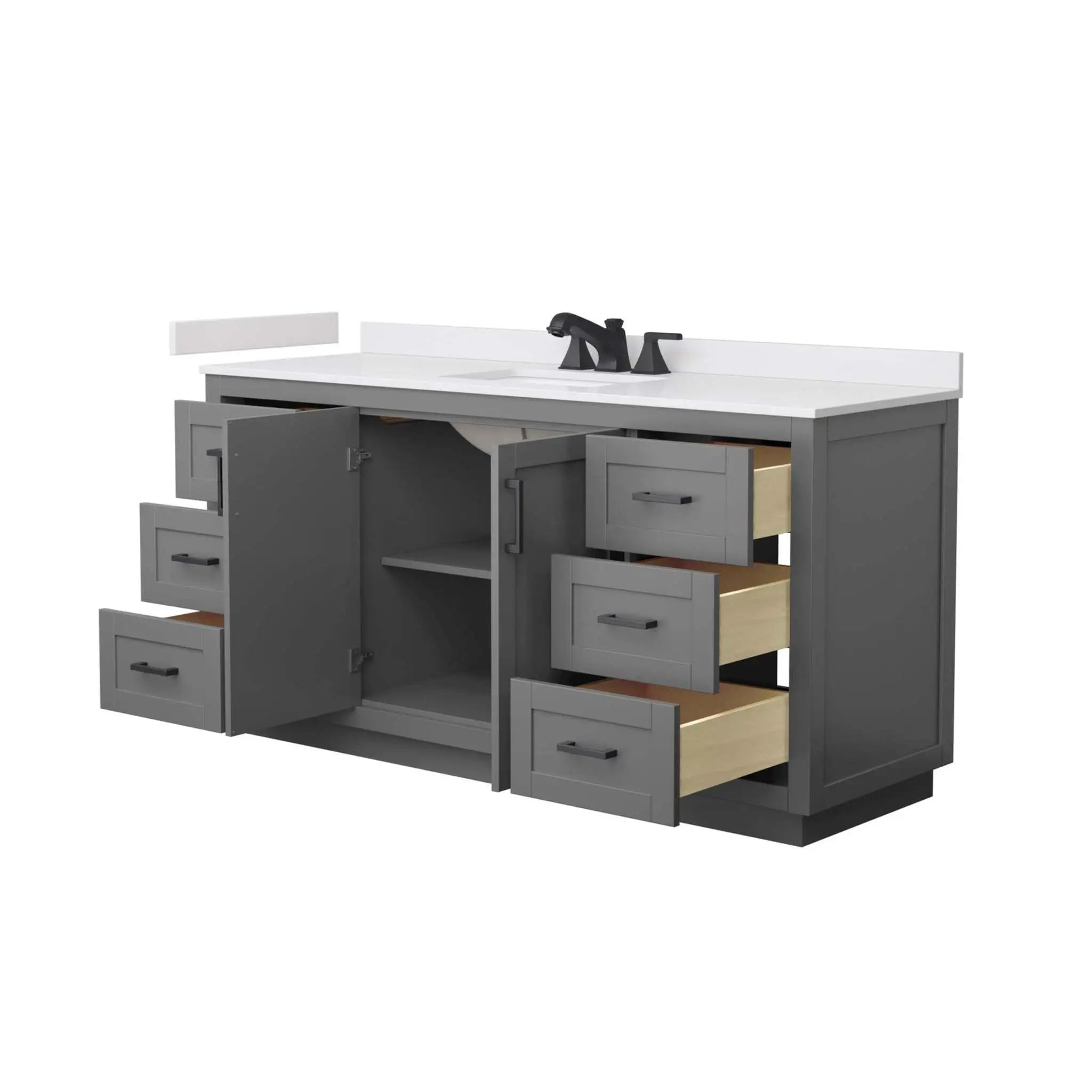 66" Miranda Single Bathroom Vanity in Dark Gray with Matte Black Trim by Wyndham
